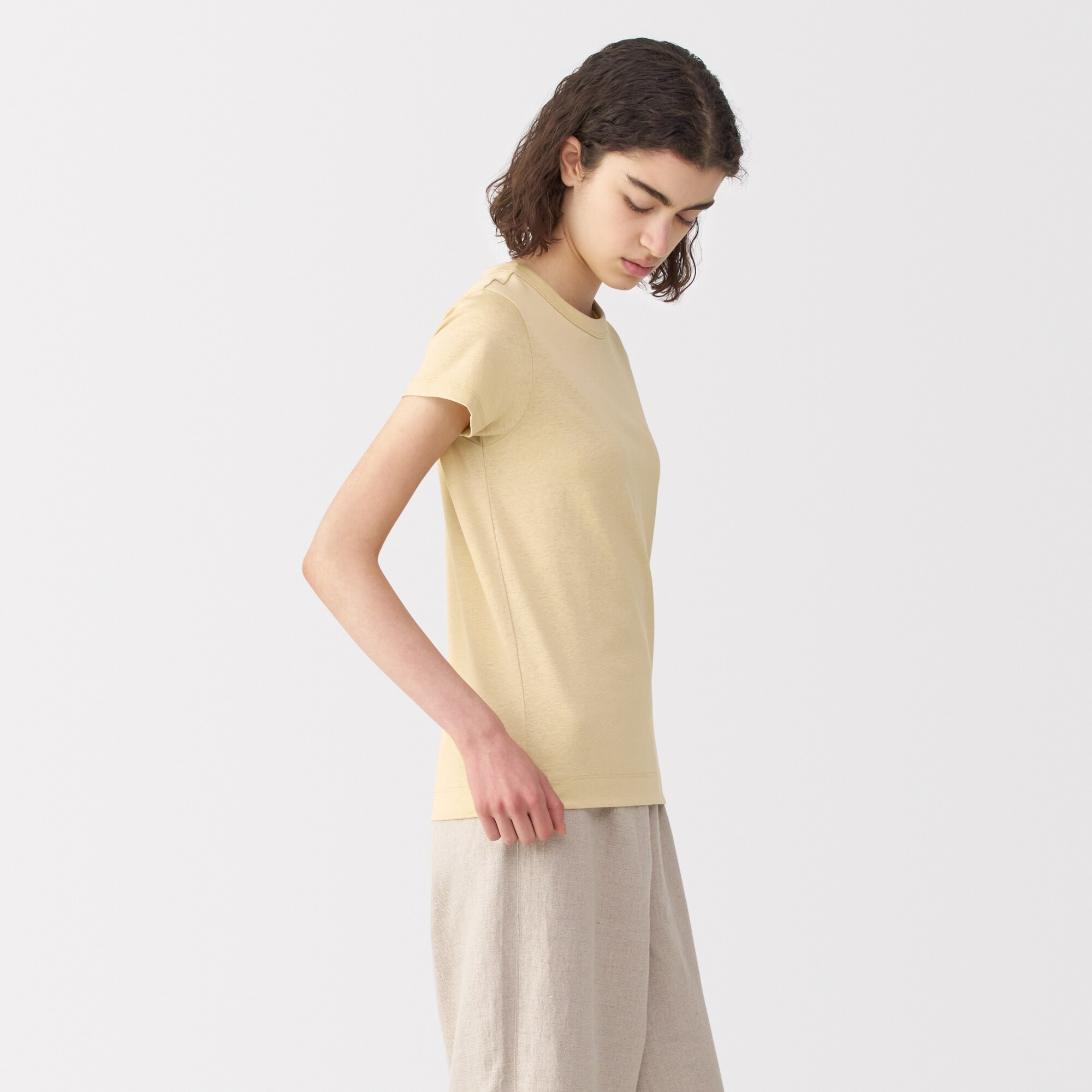 婦人　リネン混半袖Ｔシャツ