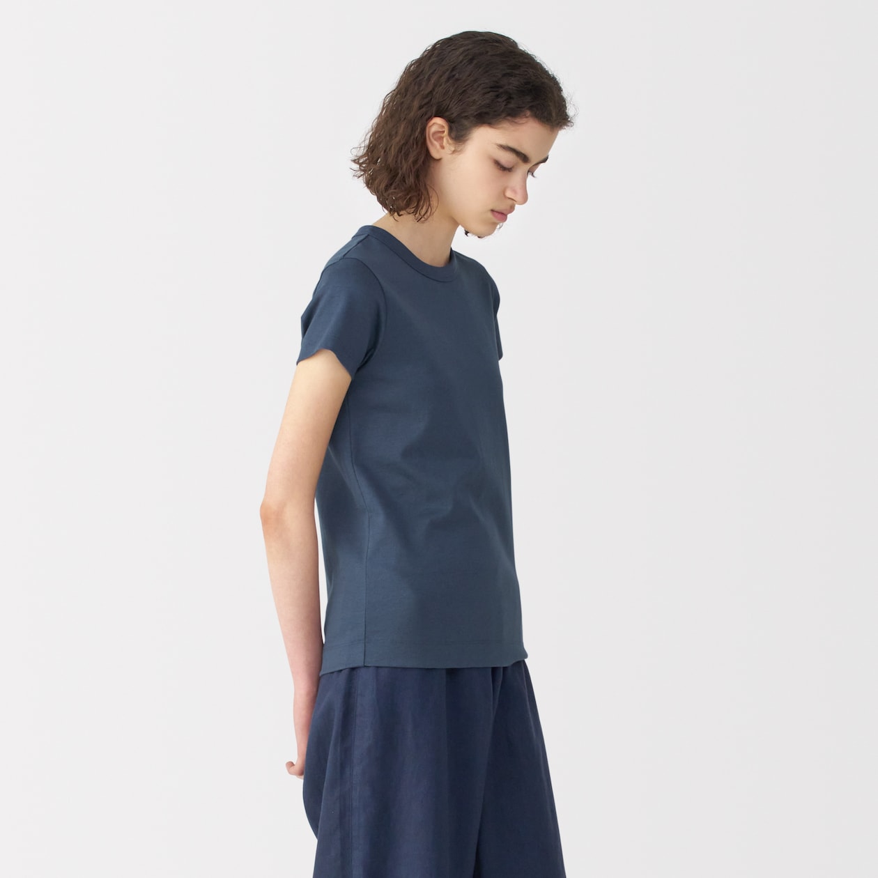 婦人　リネン混半袖Ｔシャツ