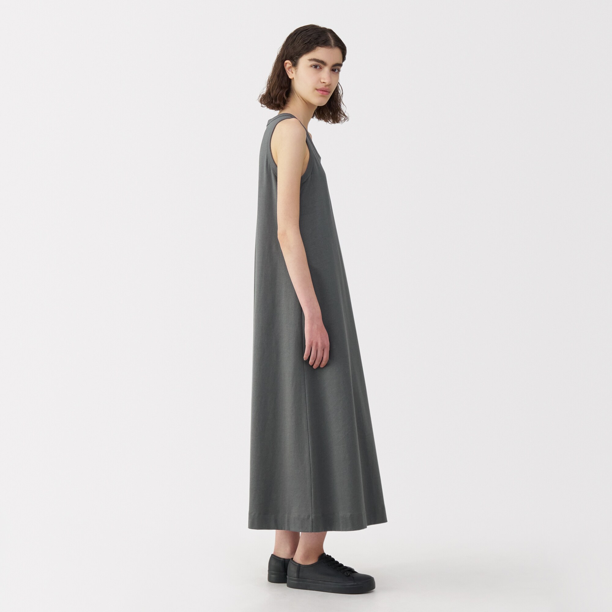 マンシングウェア　ワンピース ノースリーブ リネン混 ボーダー Mサイズ 婦人 リネン混ノースリーブワンピース | 無印良品