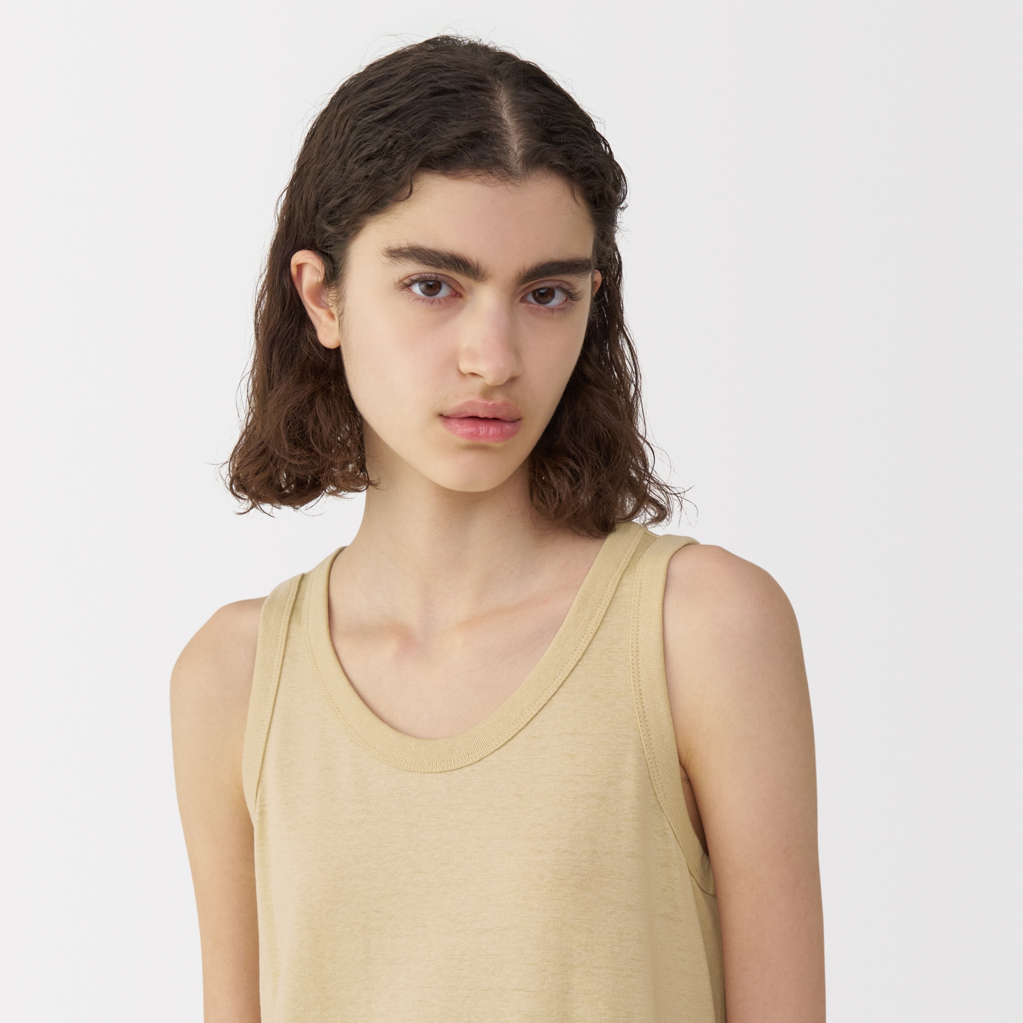 婦人　リネン混ノースリーブワンピース