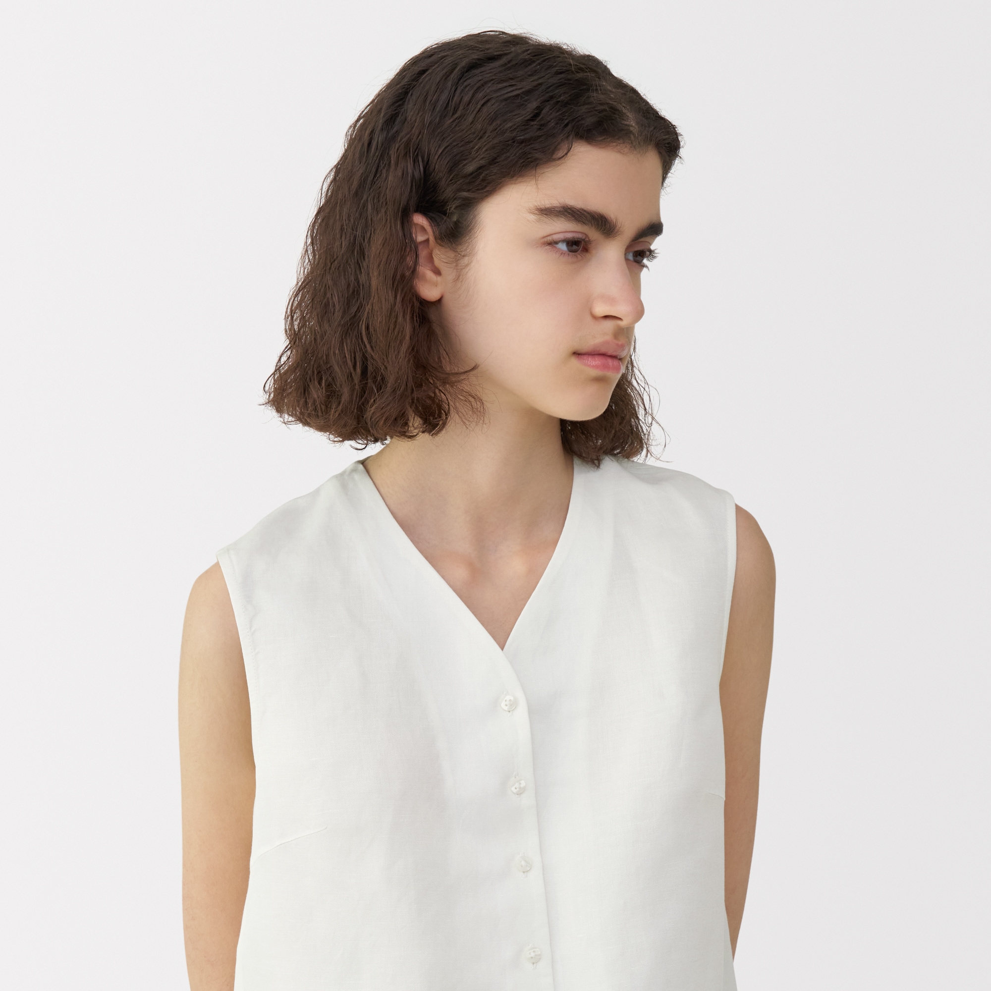 ブラウス シャツ 「MUJI Labo」婦人　リネンシルクノースリーブシャツ レディース メンズ 婦人 リネンシルクノースリーブシャツ | 無印良品