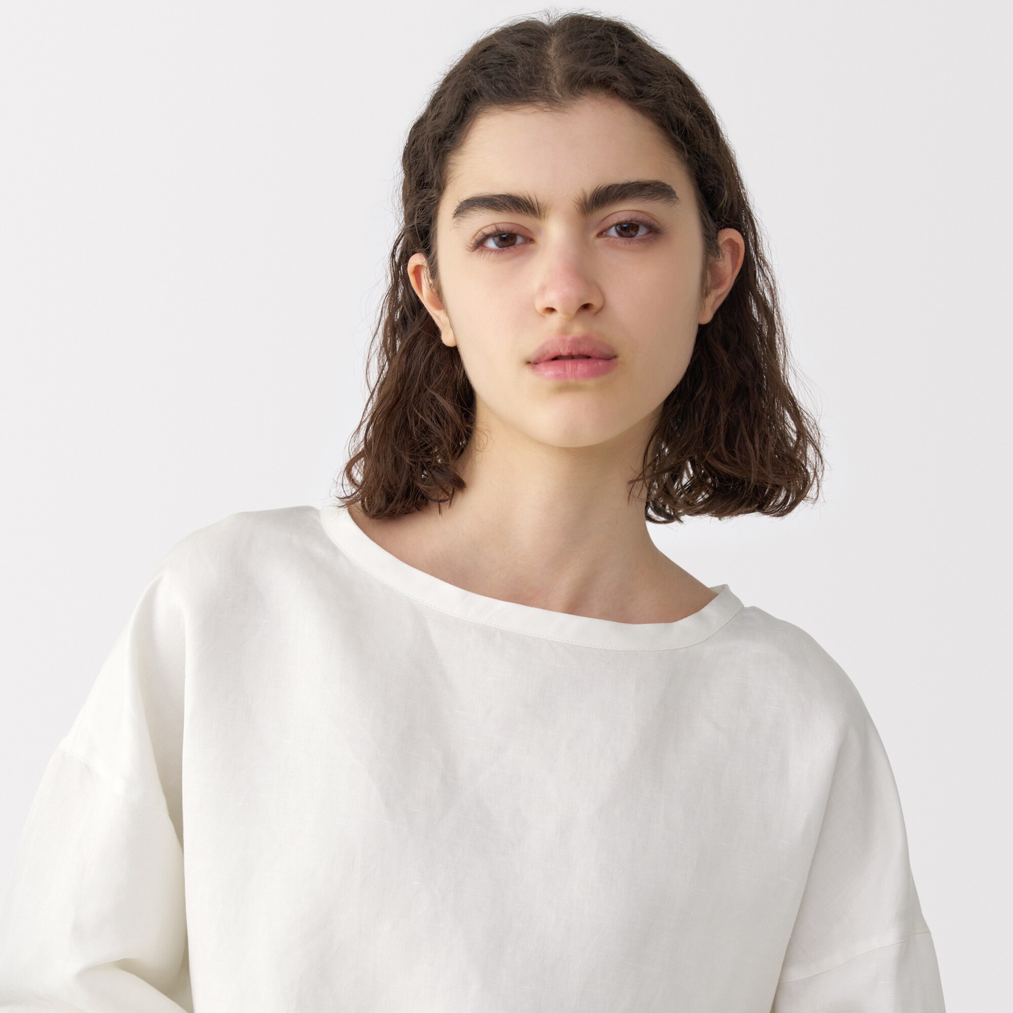 婦人　リネンシルク長袖ブラウス