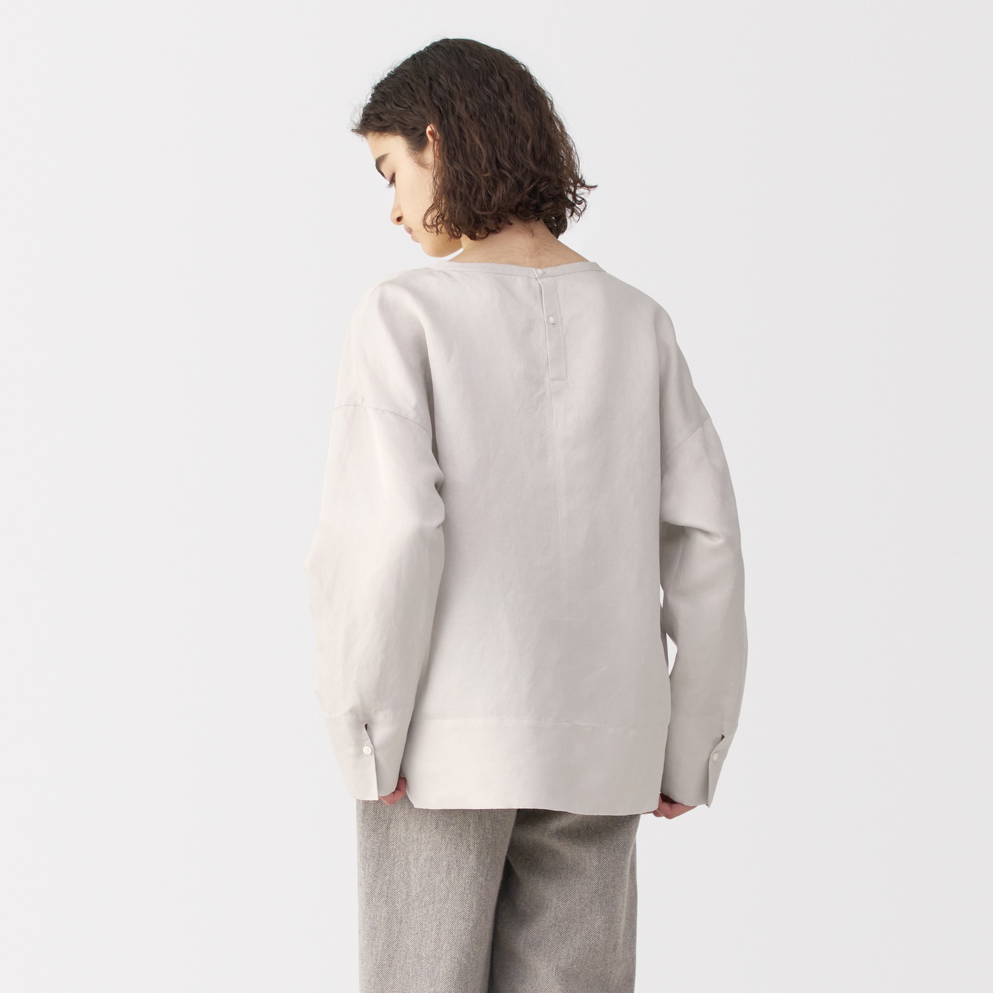 婦人　リネンシルク長袖ブラウス