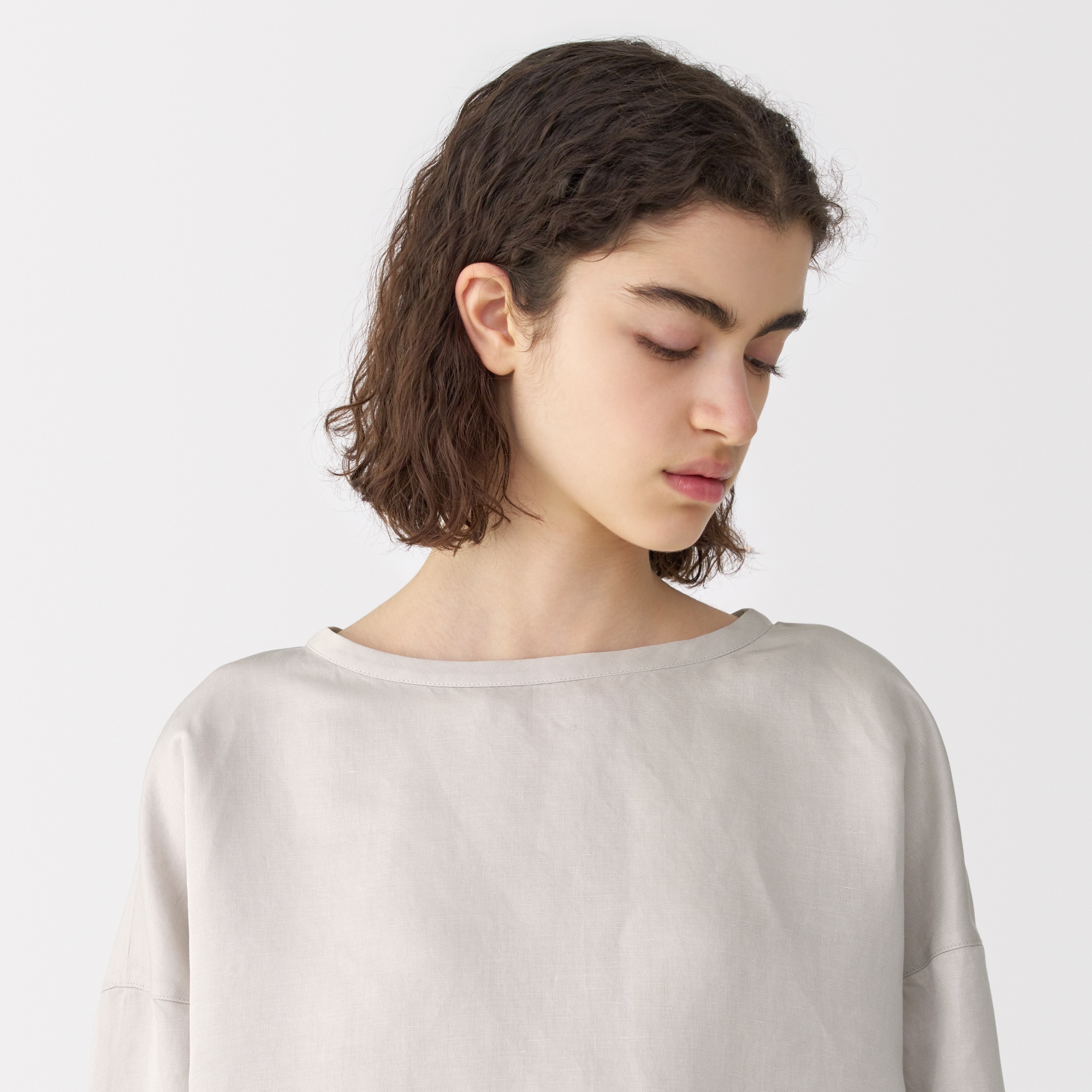 婦人　リネンシルク長袖ブラウス