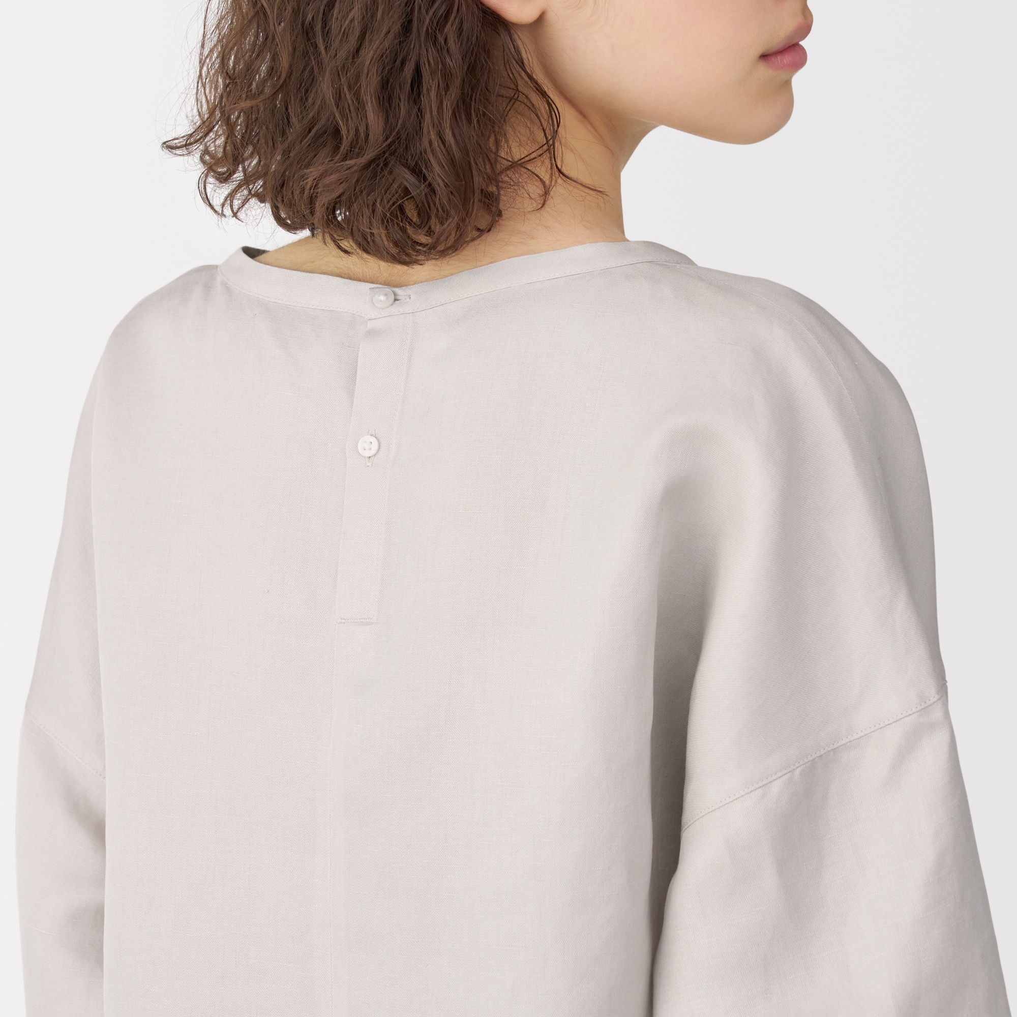 婦人　リネンシルク長袖ブラウス