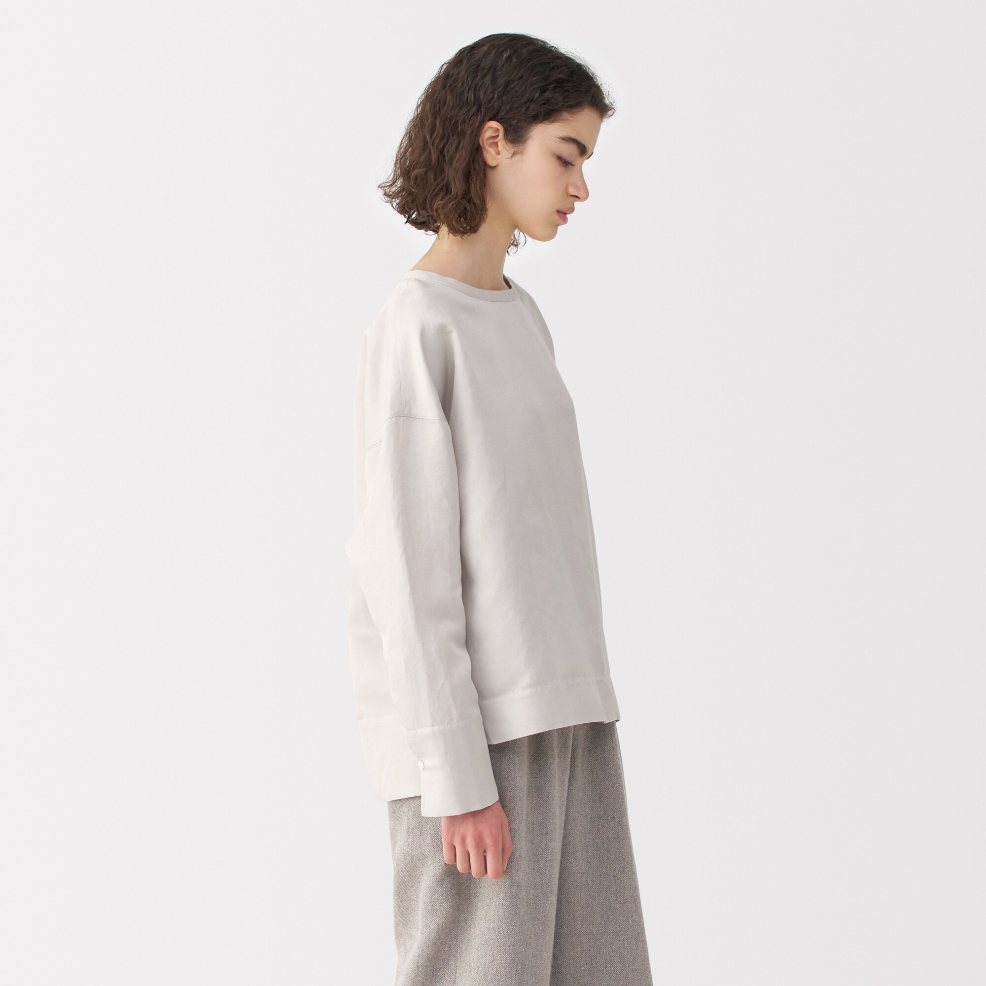 婦人　リネンシルク長袖ブラウス