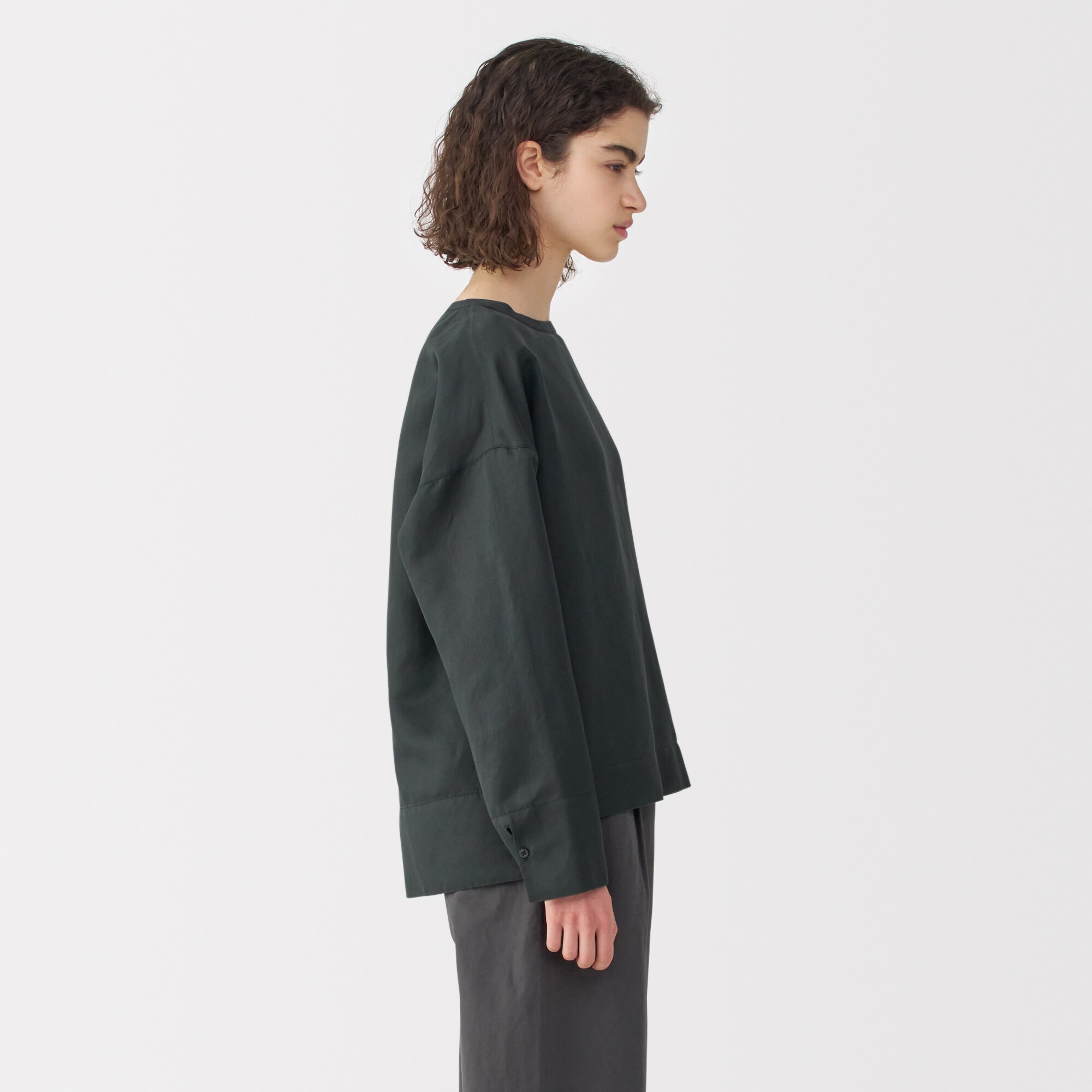 婦人　リネンシルク長袖ブラウス