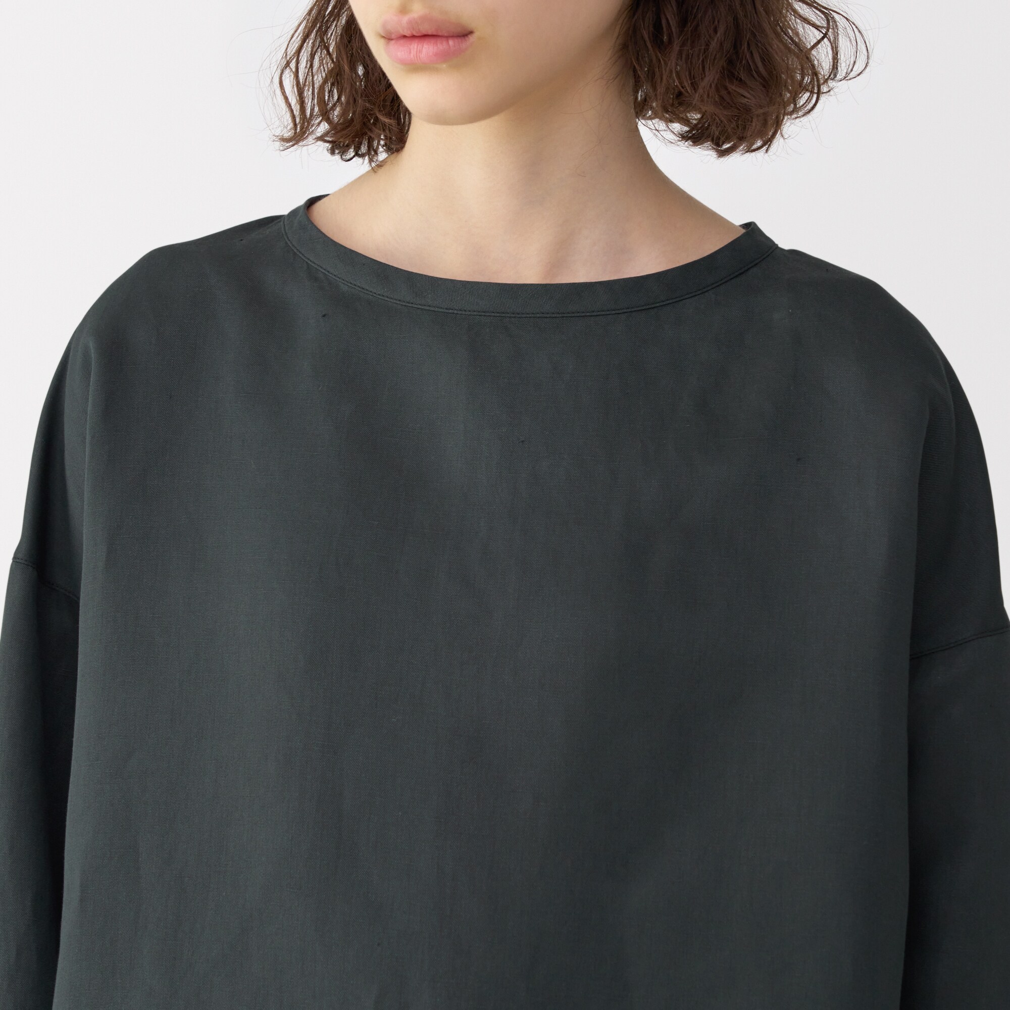 婦人　リネンシルク長袖ブラウス