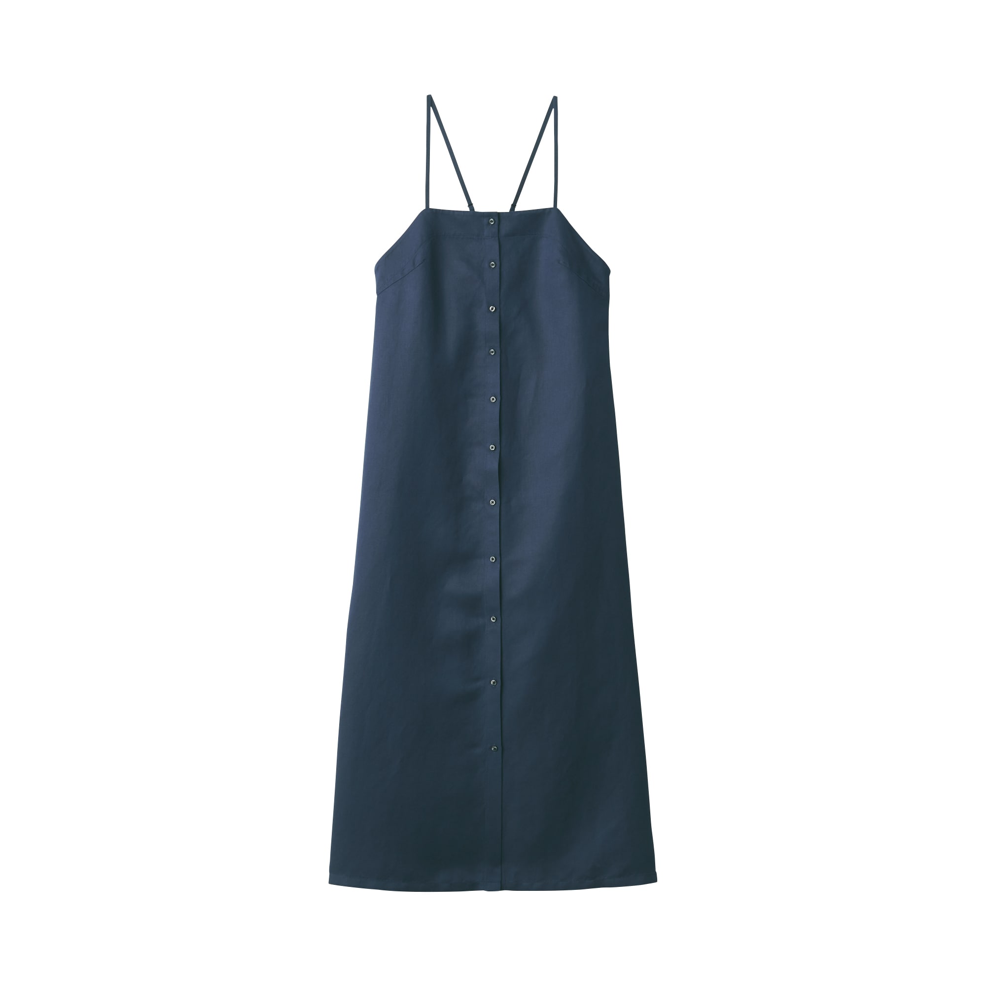 新品　MUJI Labo　現行品　リネンシルク　キャミワンピース　ネイビー　L 婦人 リネンシルクワンピース | 無印良品