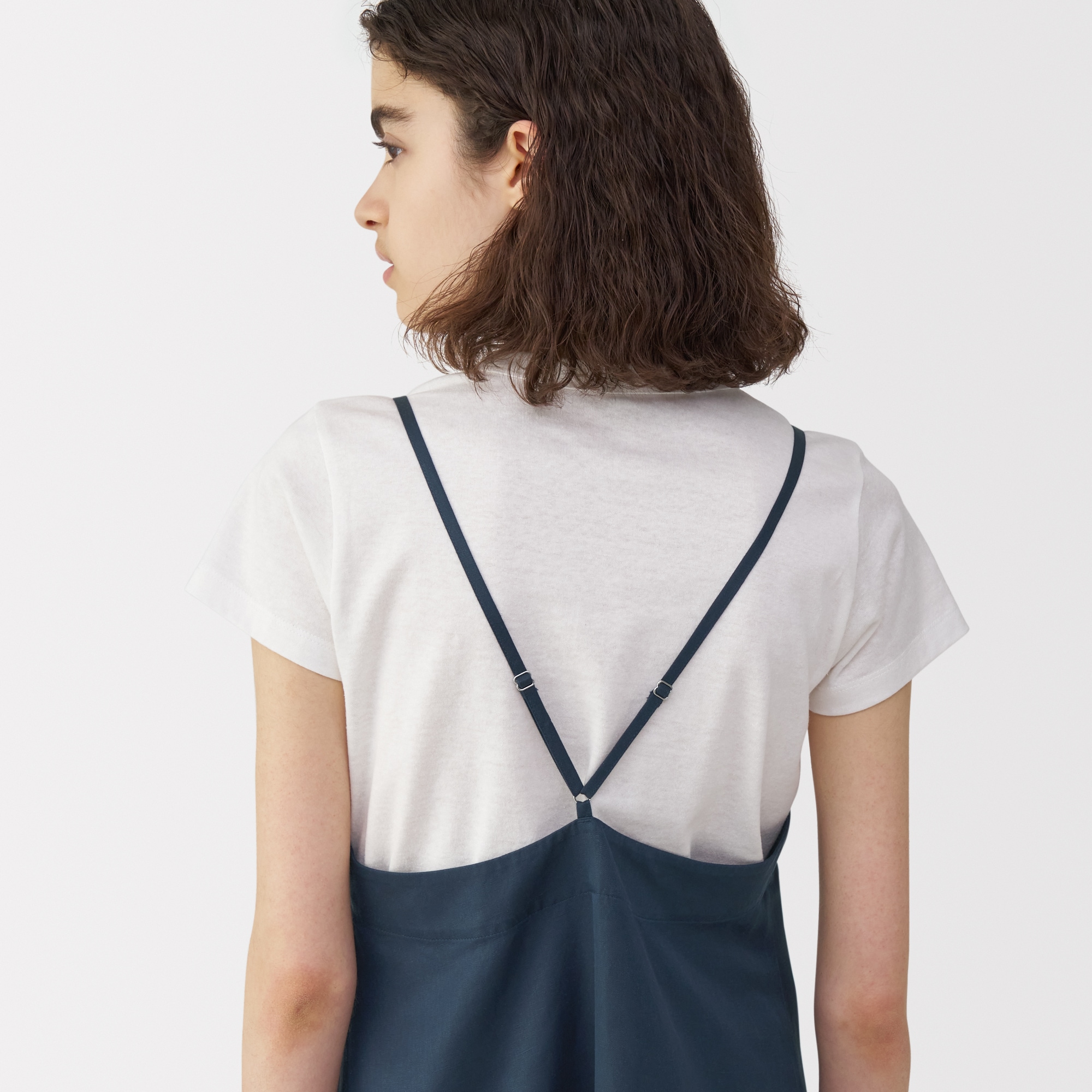 新品　MUJI Labo　現行品　リネンシルク　キャミワンピース　ネイビー　M 婦人 リネンシルクワンピース | 無印良品