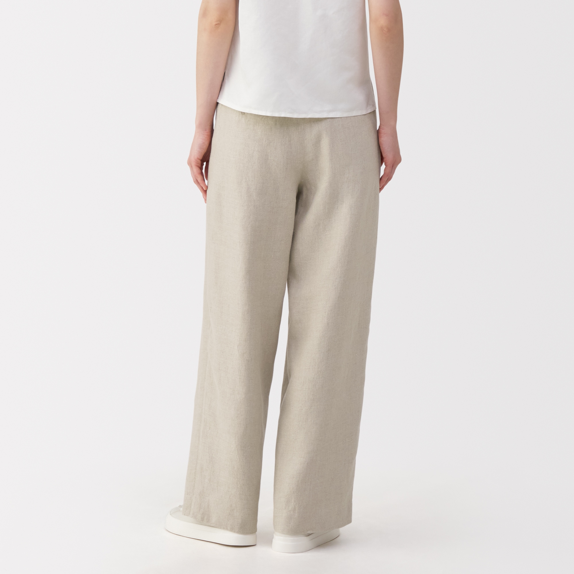 ☆新品☆MUJI LABO 2025 リネン太番手ワイドパンツ W70 生成り