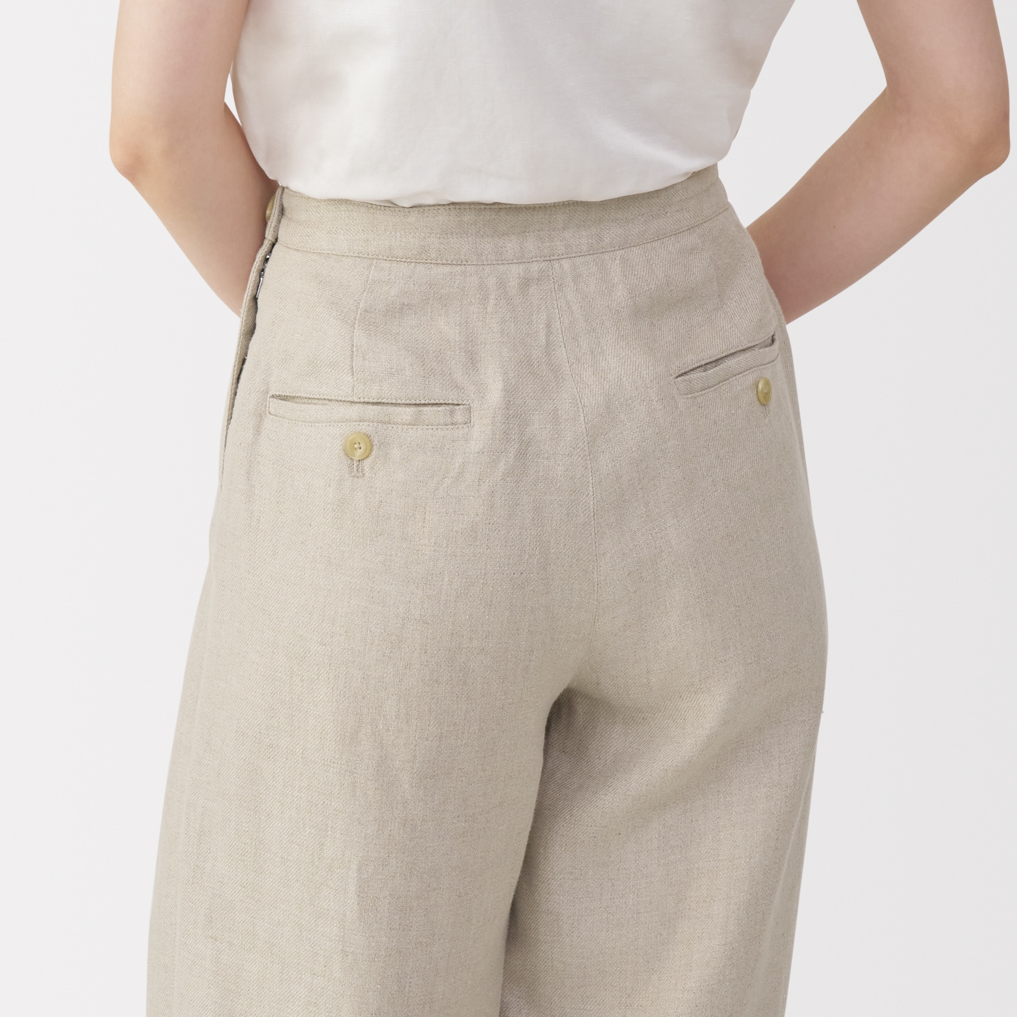 無印良品MUJI Labo◆【完売】リネン太番手ワイドパンツ ネイビー W73 セール】〔MUJI Labo〕婦人 リネン太番手ワイドパンツ（その他