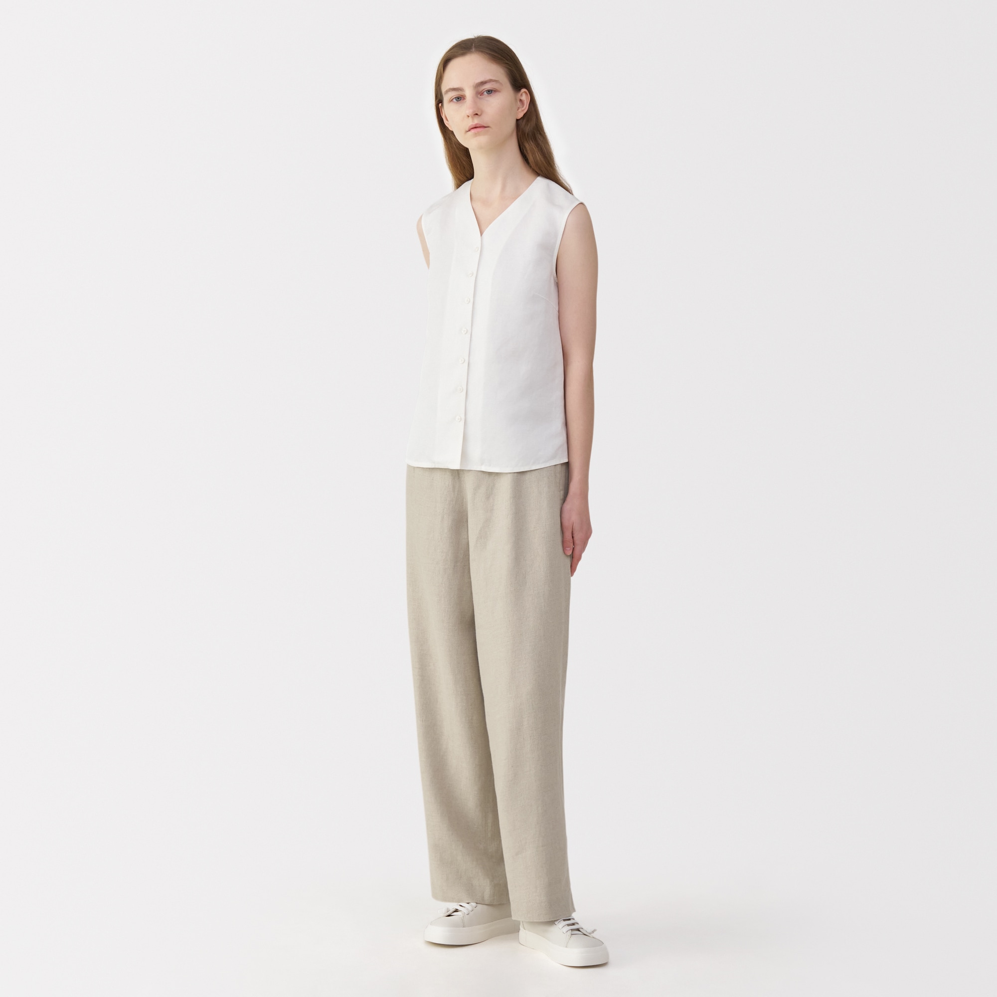 無印良品MUJI Labo◆【完売】リネン太番手ワイドパンツ ネイビー W73 MUJI Labo パンツ 「MUJI Labo」婦人 リネン太番手ワイドパンツ