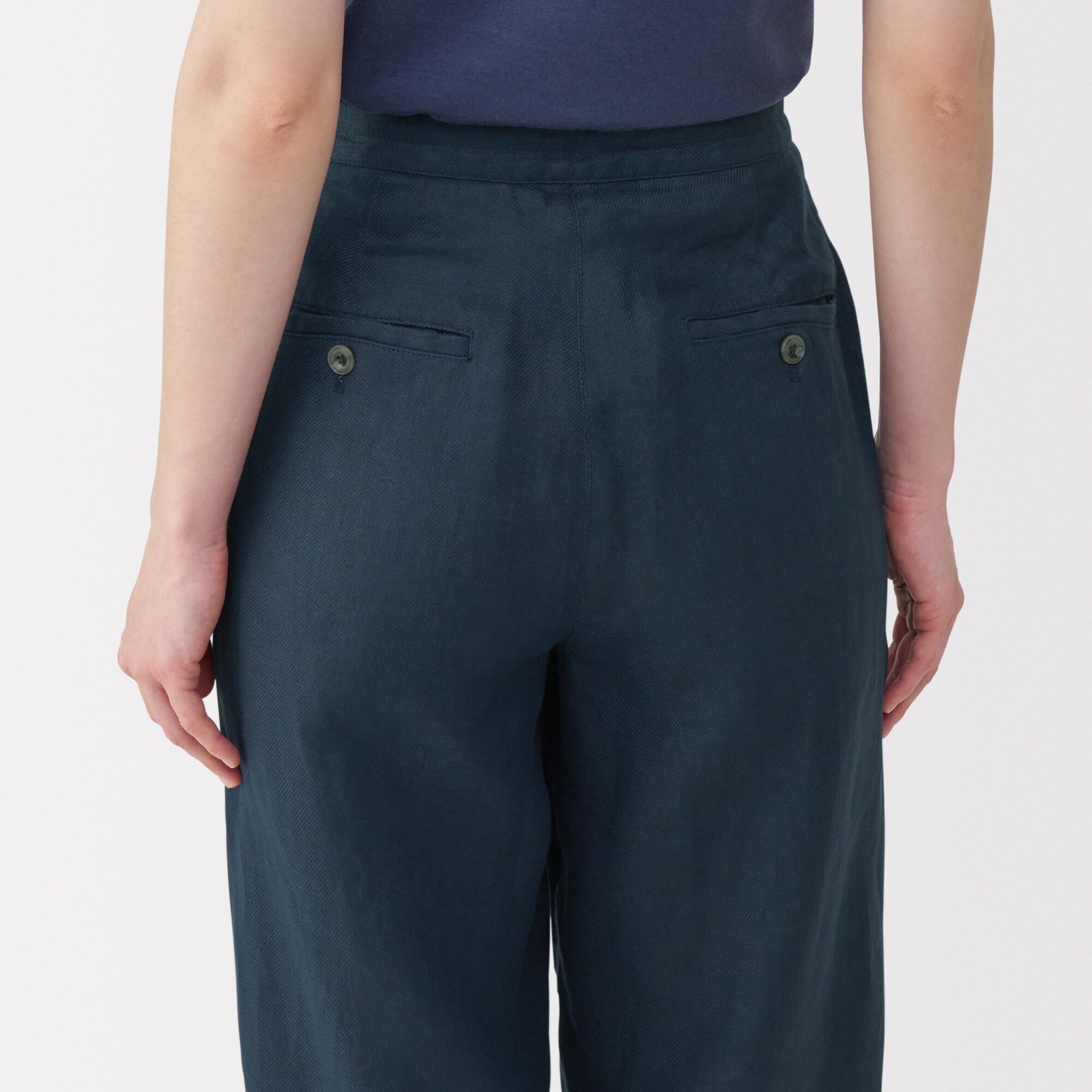 無印良品MUJI Labo◆【完売】リネン太番手ワイドパンツ ネイビー W73 無印良品MUJI Labo◇【完売】リネン太番手ワイドパンツ ネイビー