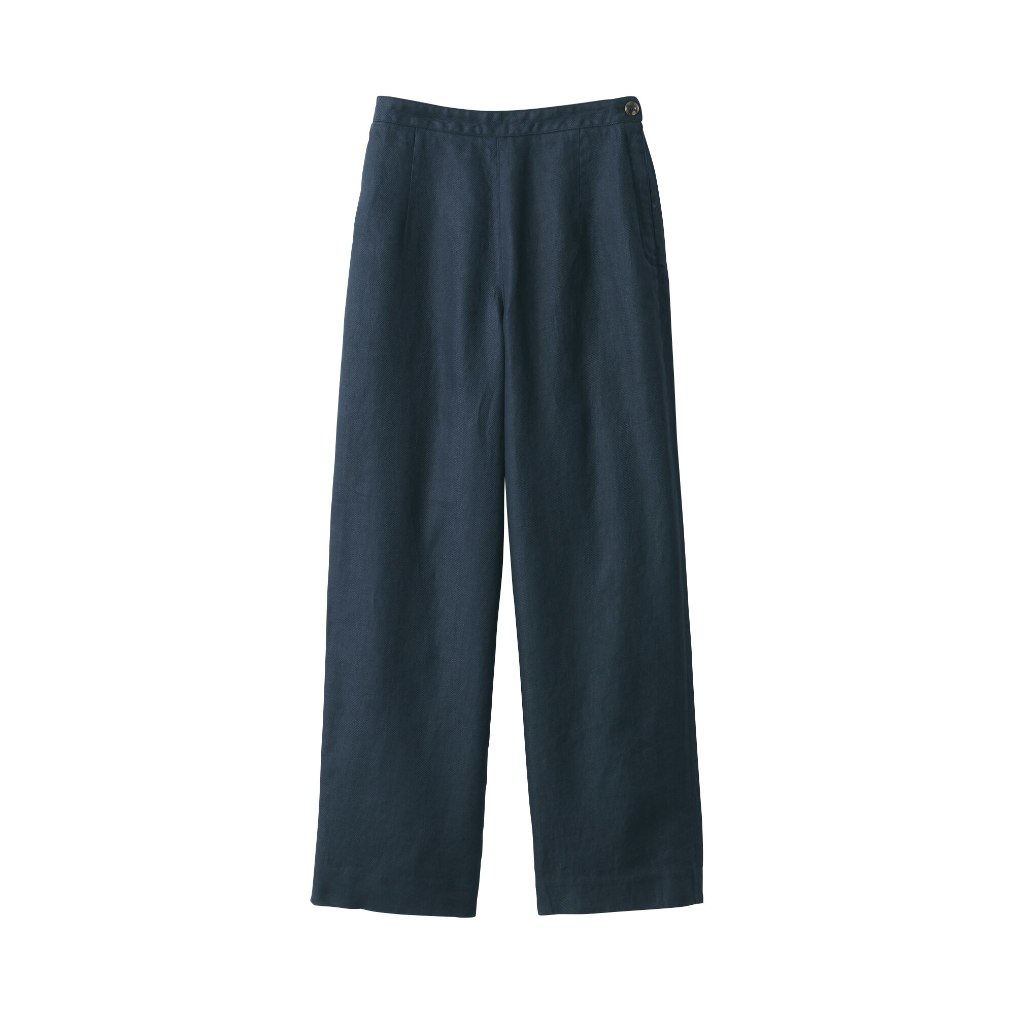 無印良品MUJI Labo◆【完売】リネン太番手ワイドパンツ ネイビー W73 婦人 リネン太番手ワイドパンツ | 無印良品