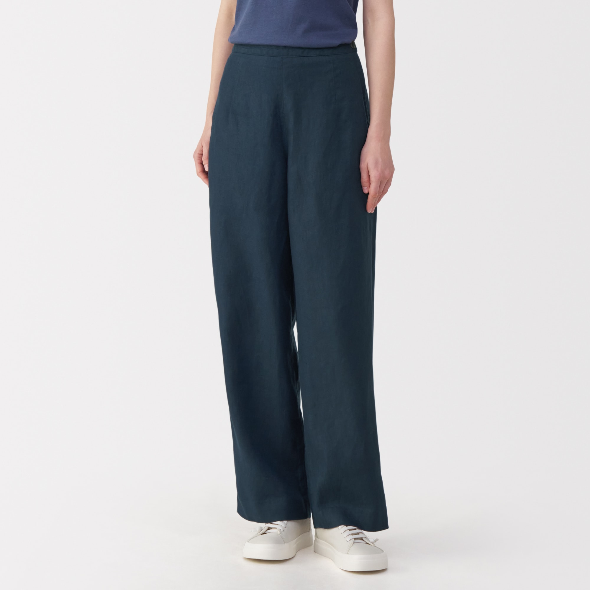 ☆新品☆MUJI LABO 2025 リネン太番手ワイドパンツ W70 生成り