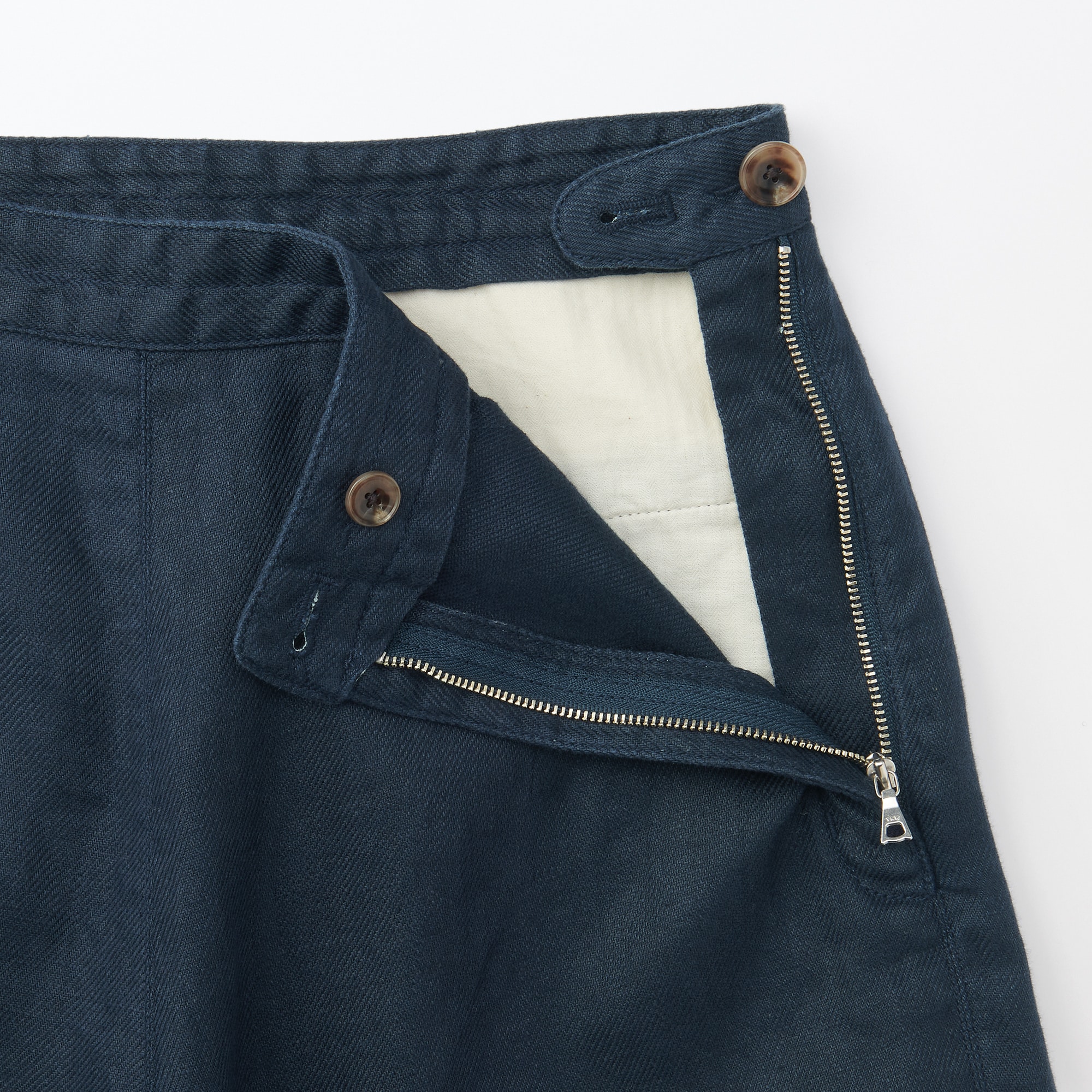 無印良品MUJI Labo◆【完売】リネン太番手ワイドパンツ ネイビー W73 婦人 リネン太番手ワイドパンツ | 無印良品