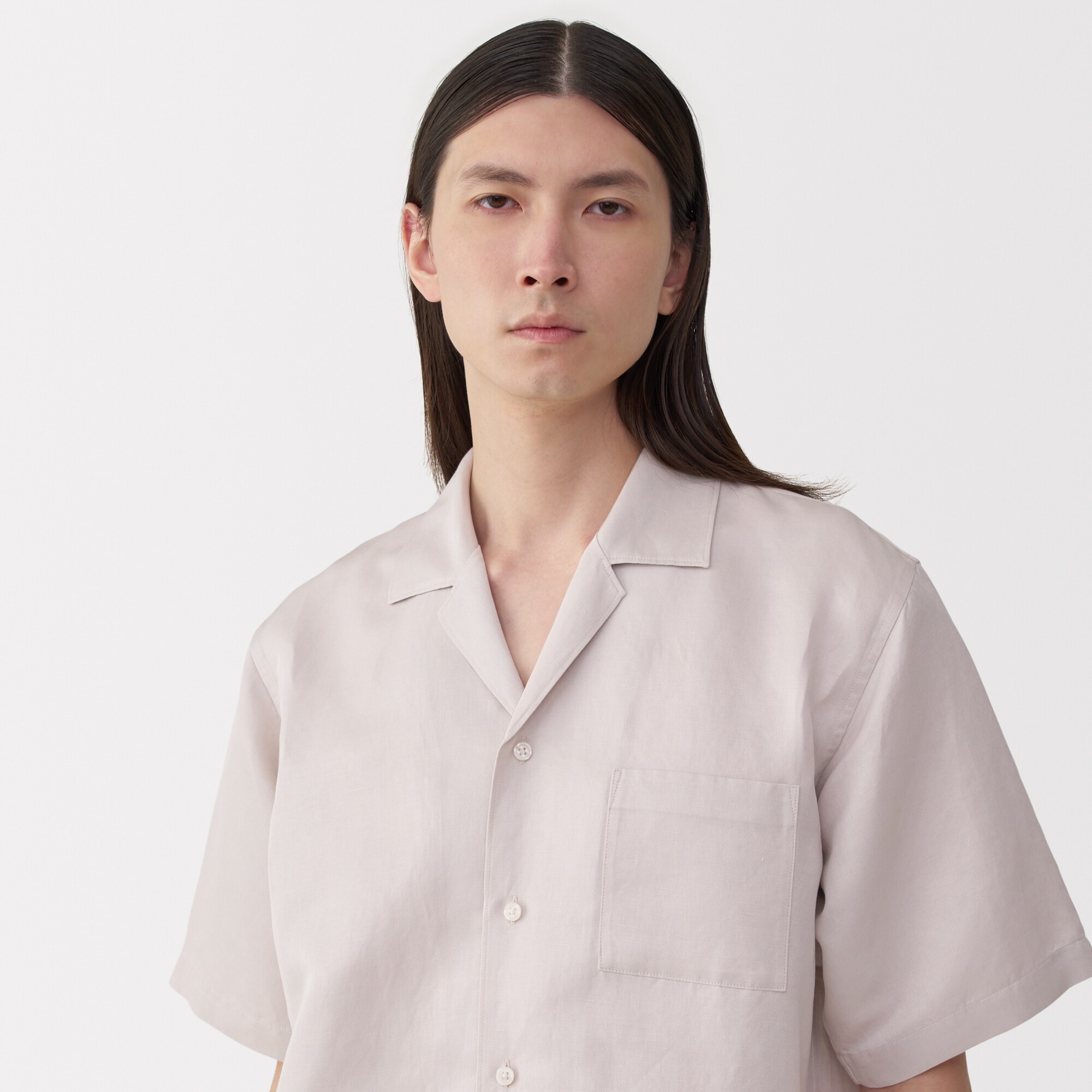 MUJI Labo 無印良品　紳士　リネンシルク開襟半袖シャツ 紳士 リネンシルク開襟半袖シャツ | 無印良品
