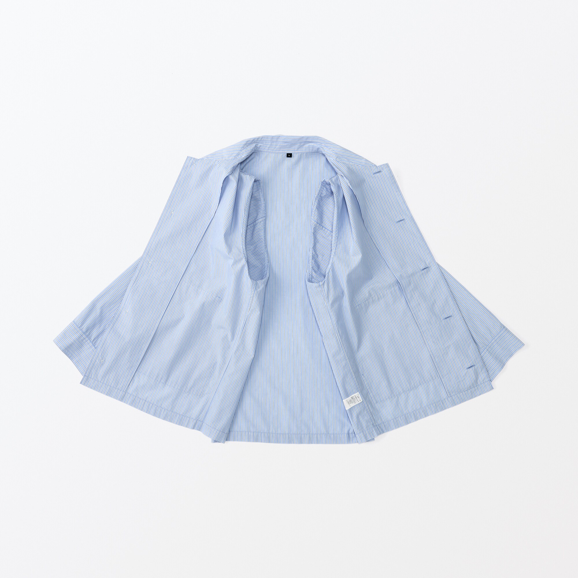MUJI Labo コットンシャツジャケット　スカイブルー　ストライプ　M 紳士 コットンシャツジャケット | 無印良品