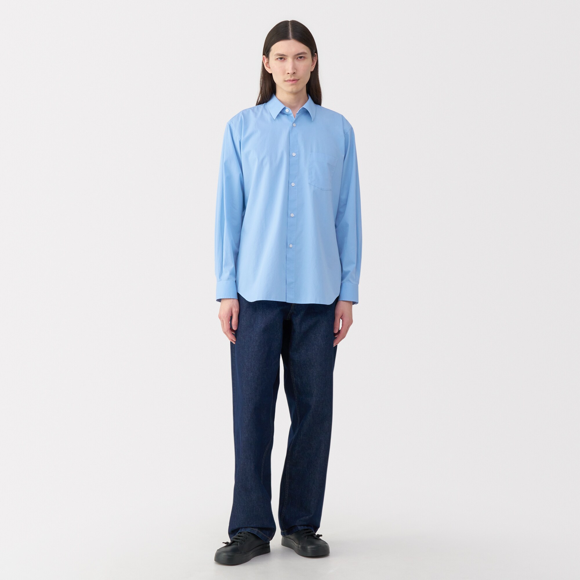 紳士　ポプリンレギュラーカラーシャツ