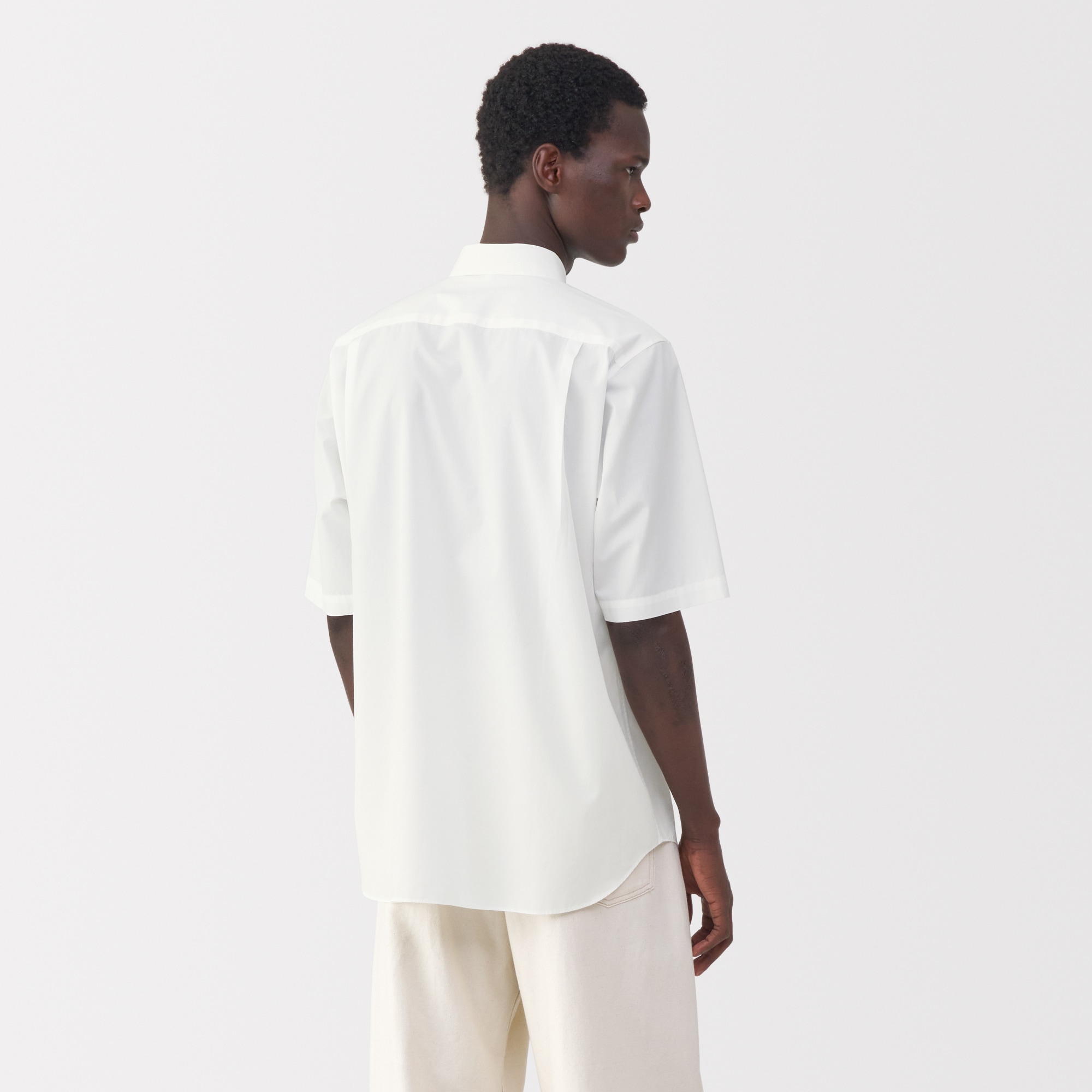 紳士　ポプリン比翼半袖シャツ