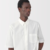 紳士　ポプリン比翼半袖シャツ