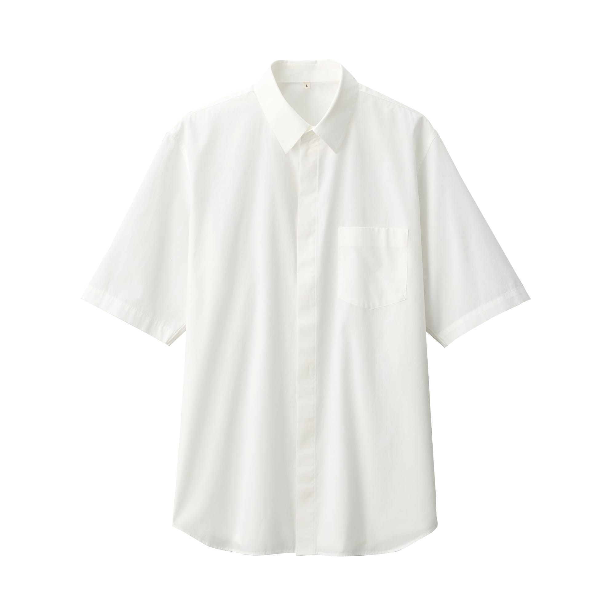 紳士　ポプリン比翼半袖シャツ