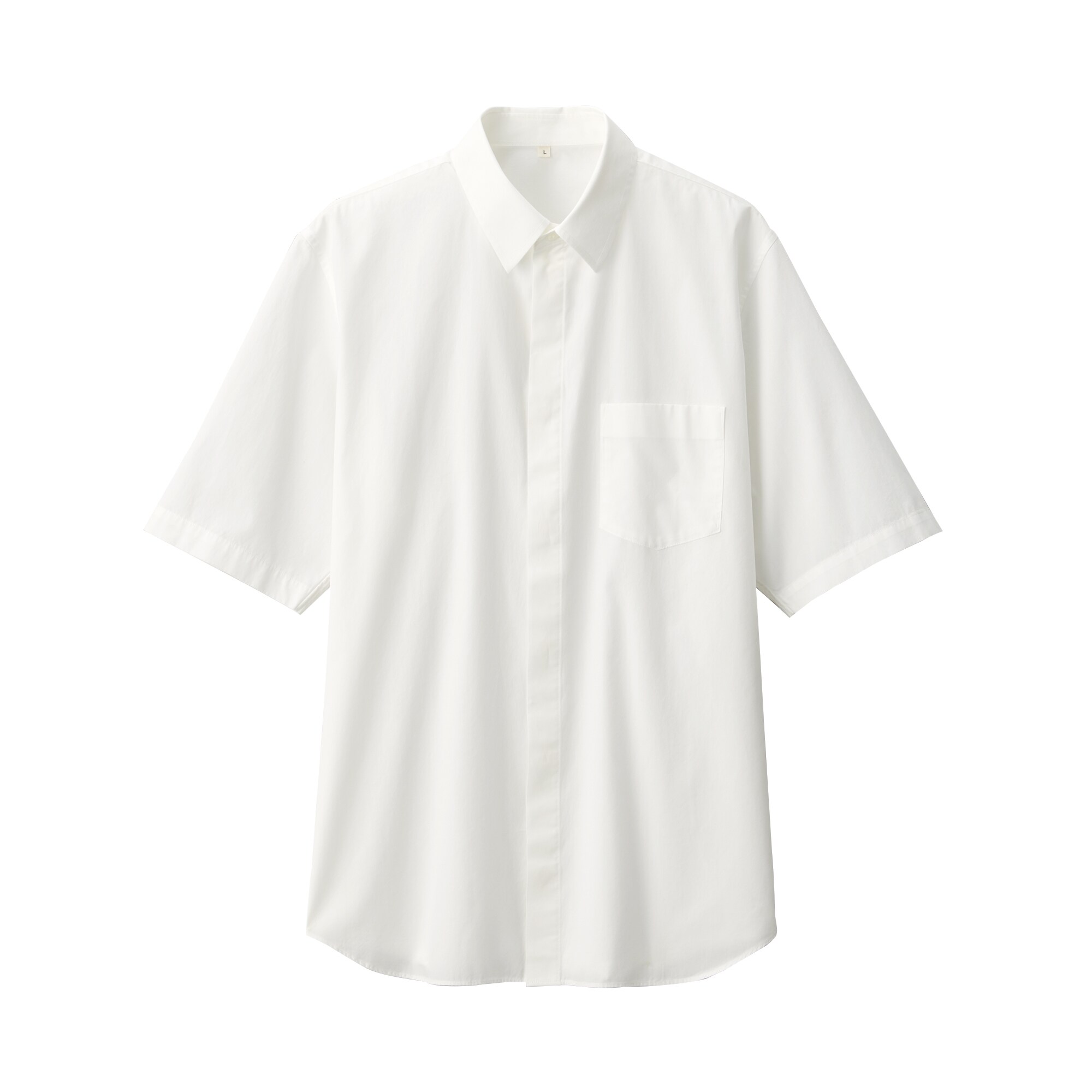 紳士　ポプリン比翼半袖シャツ