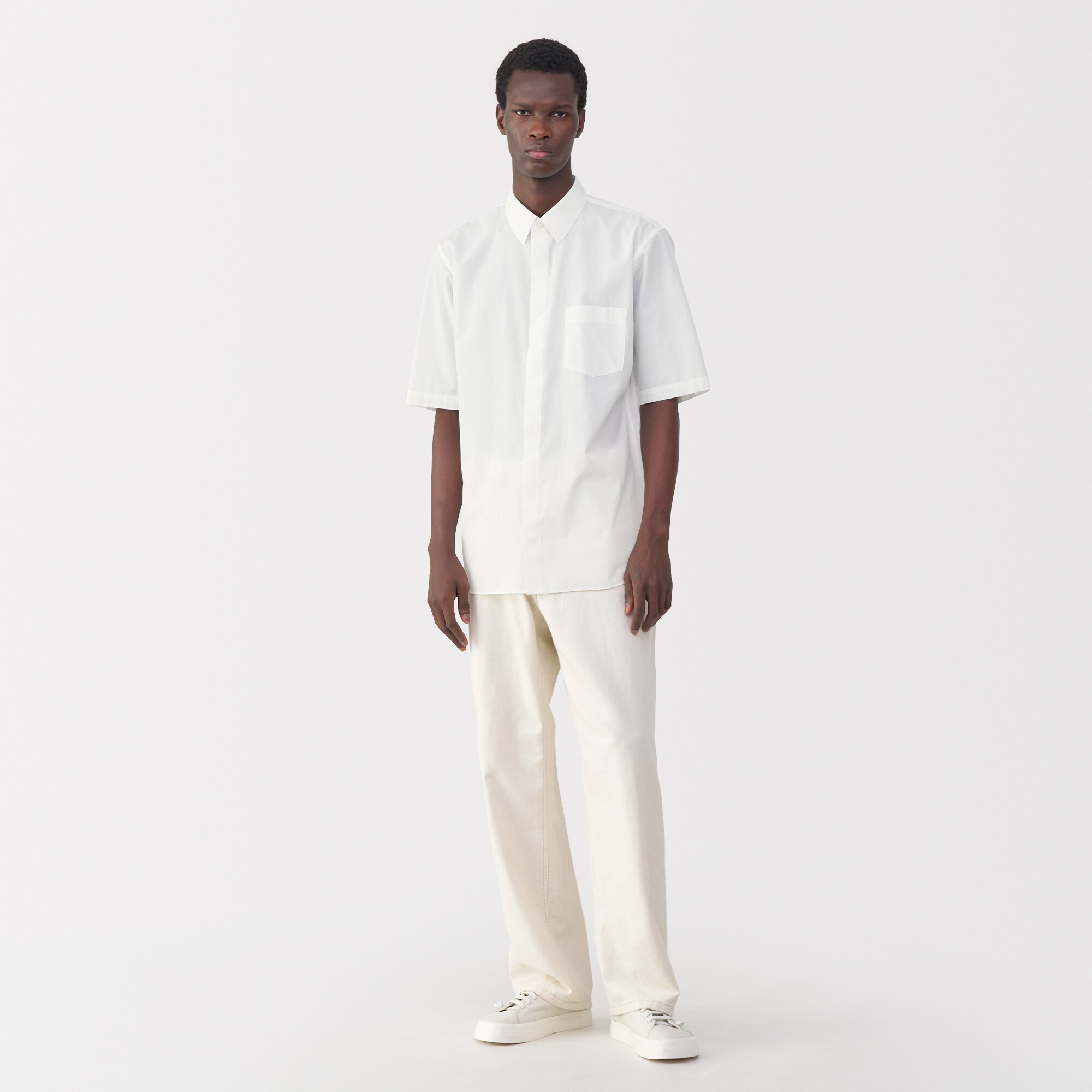 紳士　ポプリン比翼半袖シャツ