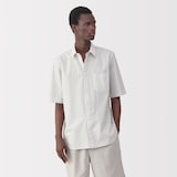 紳士　ポプリン比翼半袖シャツ