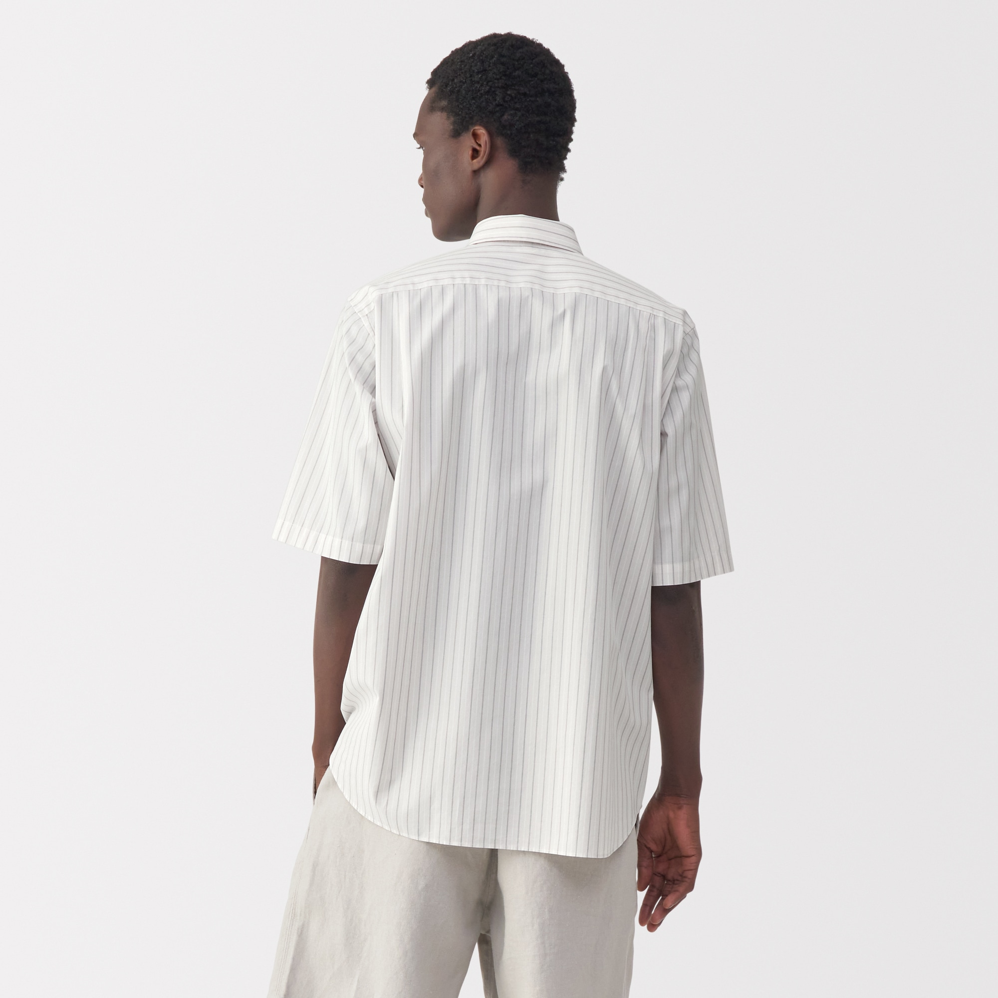 紳士　ポプリン比翼半袖シャツ