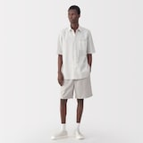 紳士　ポプリン比翼半袖シャツ