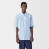 紳士　ポプリン比翼半袖シャツ