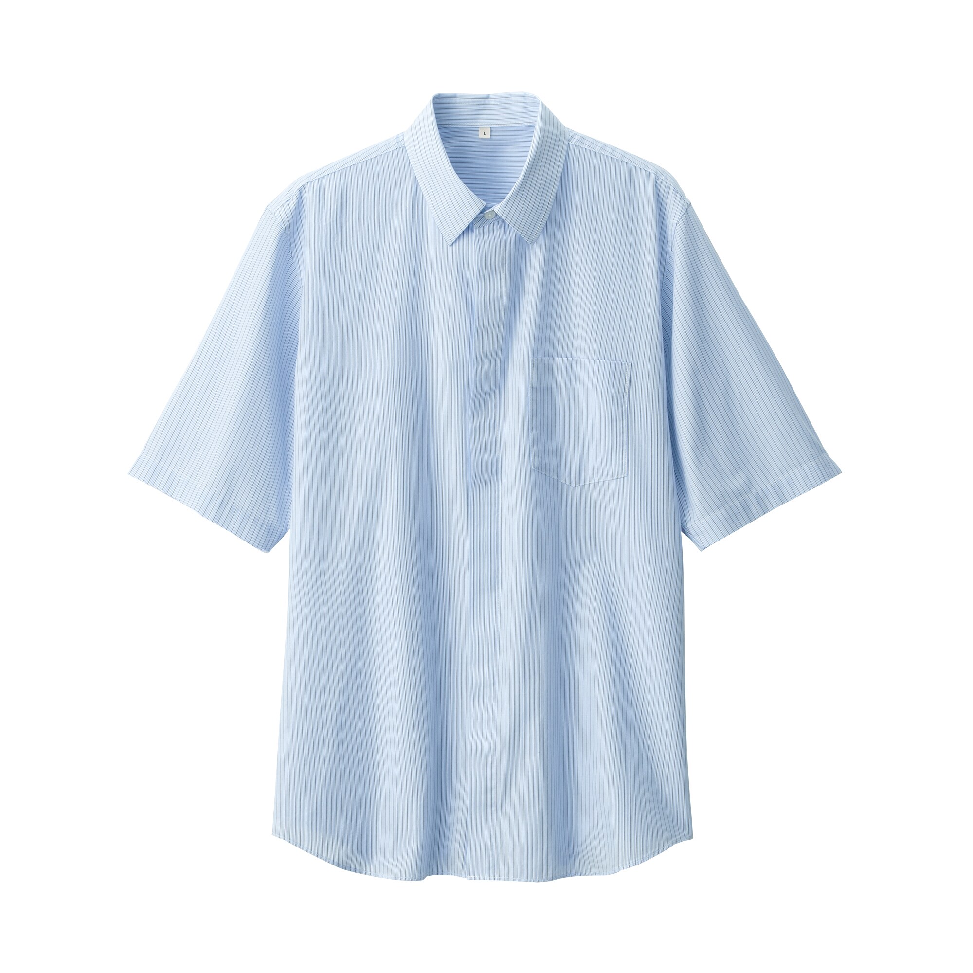 紳士　ポプリン比翼半袖シャツ