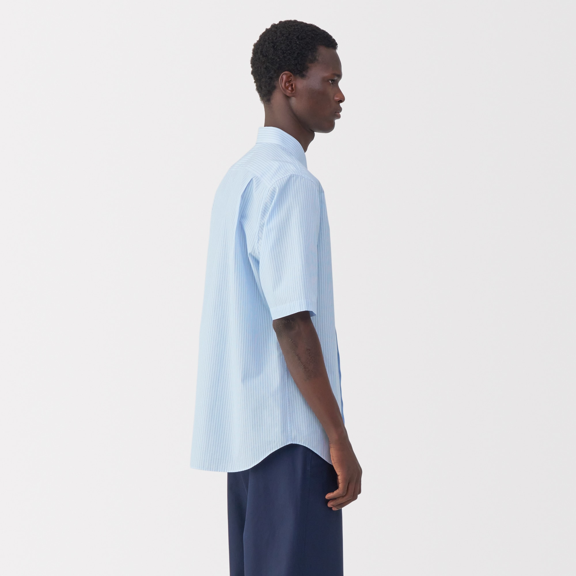 紳士　ポプリン比翼半袖シャツ