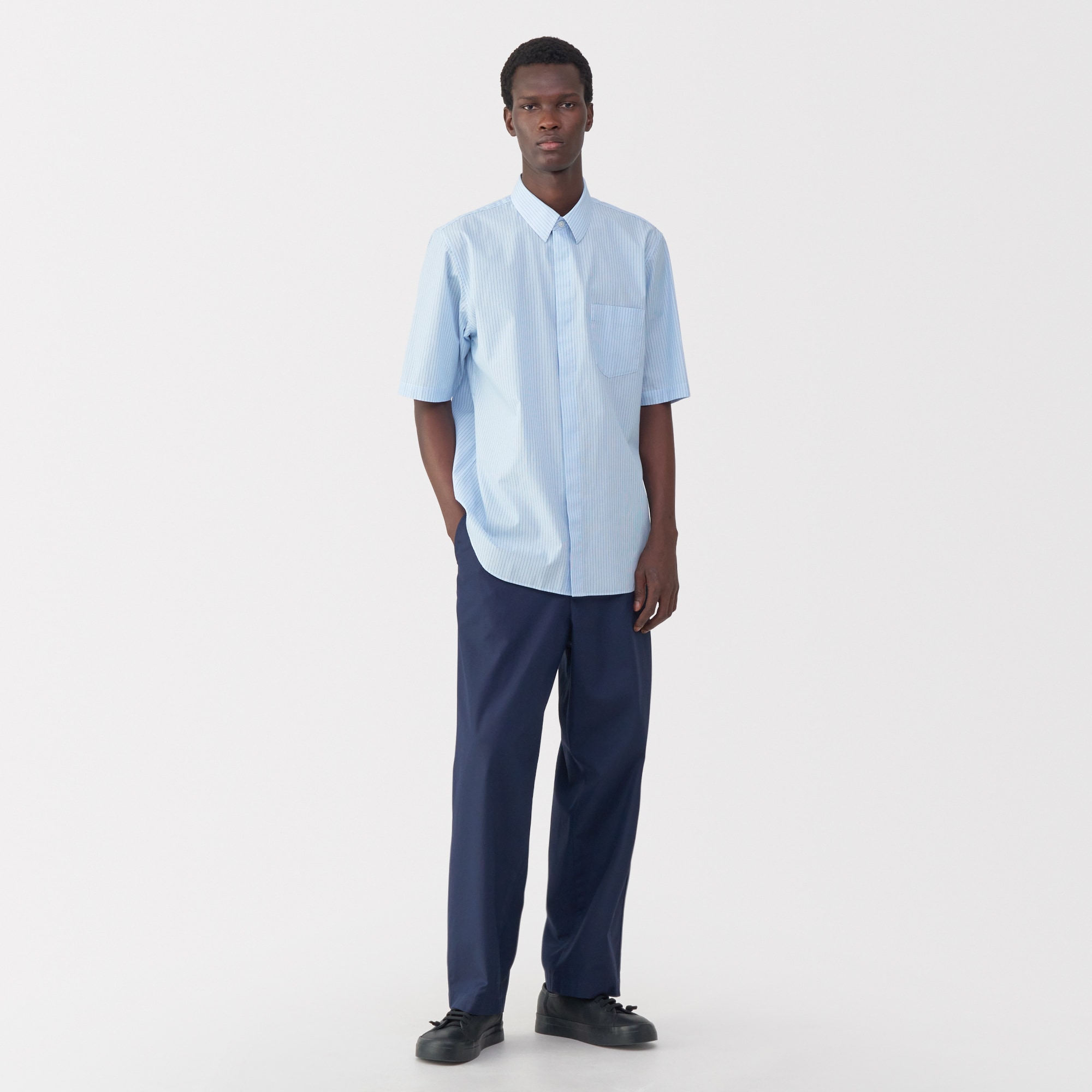 紳士 ポプリン比翼半袖シャツ | 無印良品
