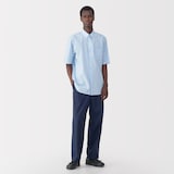 紳士　ポプリン比翼半袖シャツ