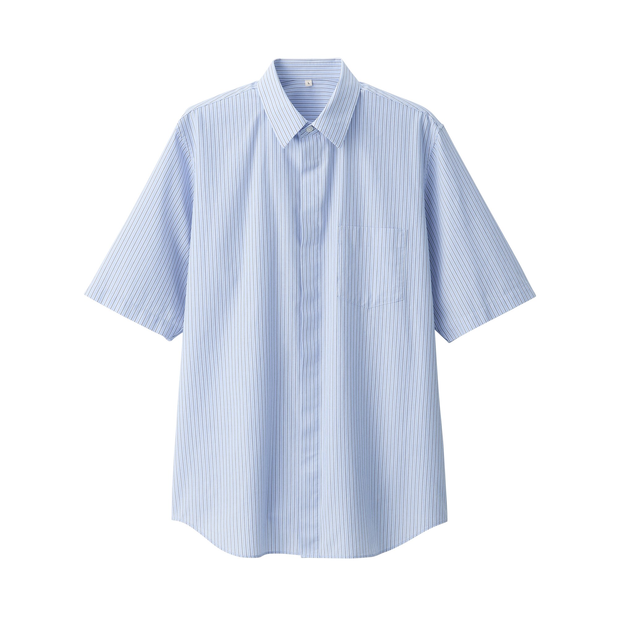 紳士　ポプリン比翼半袖シャツ