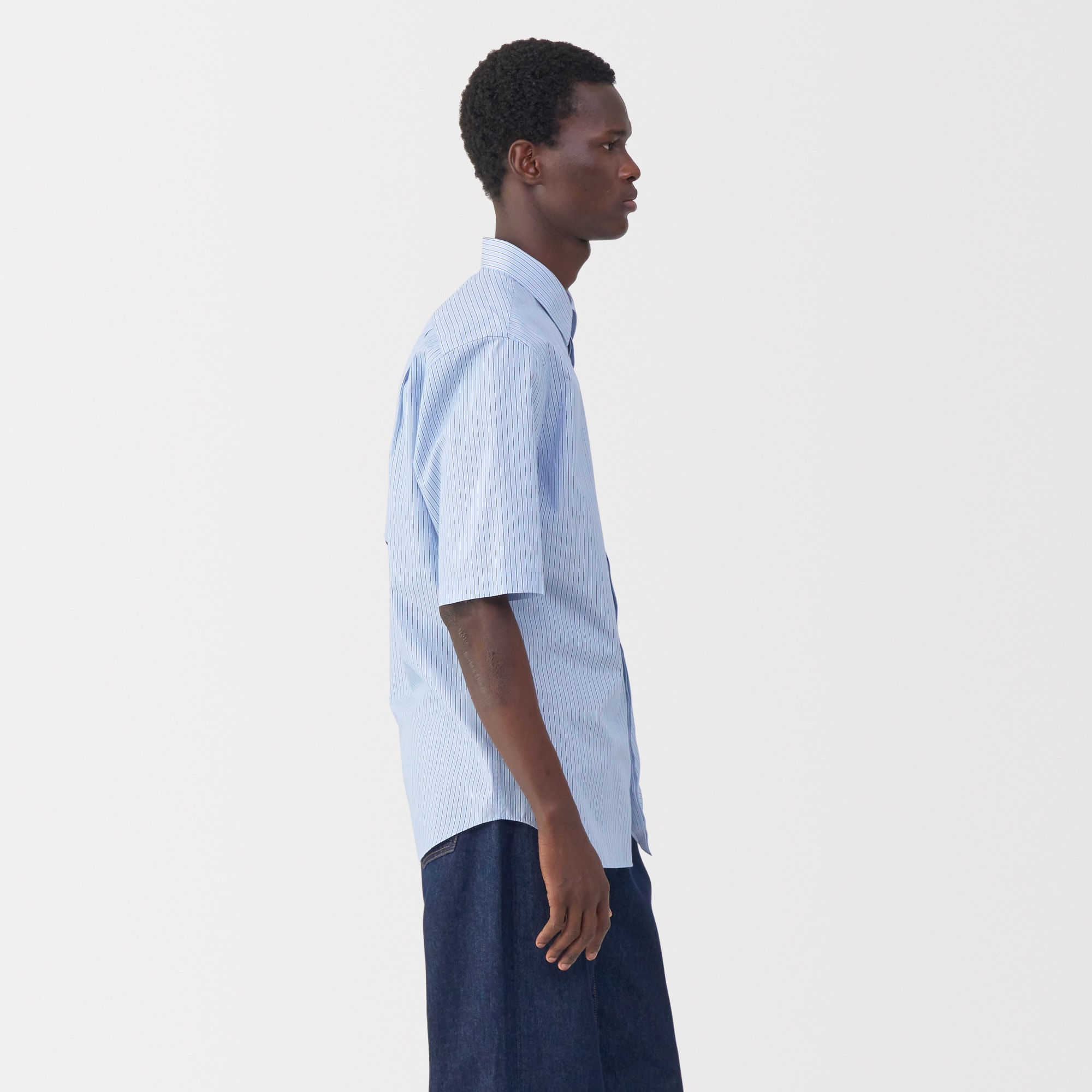 紳士　ポプリン比翼半袖シャツ