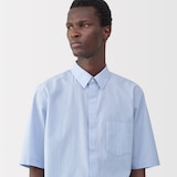 紳士　ポプリン比翼半袖シャツ
