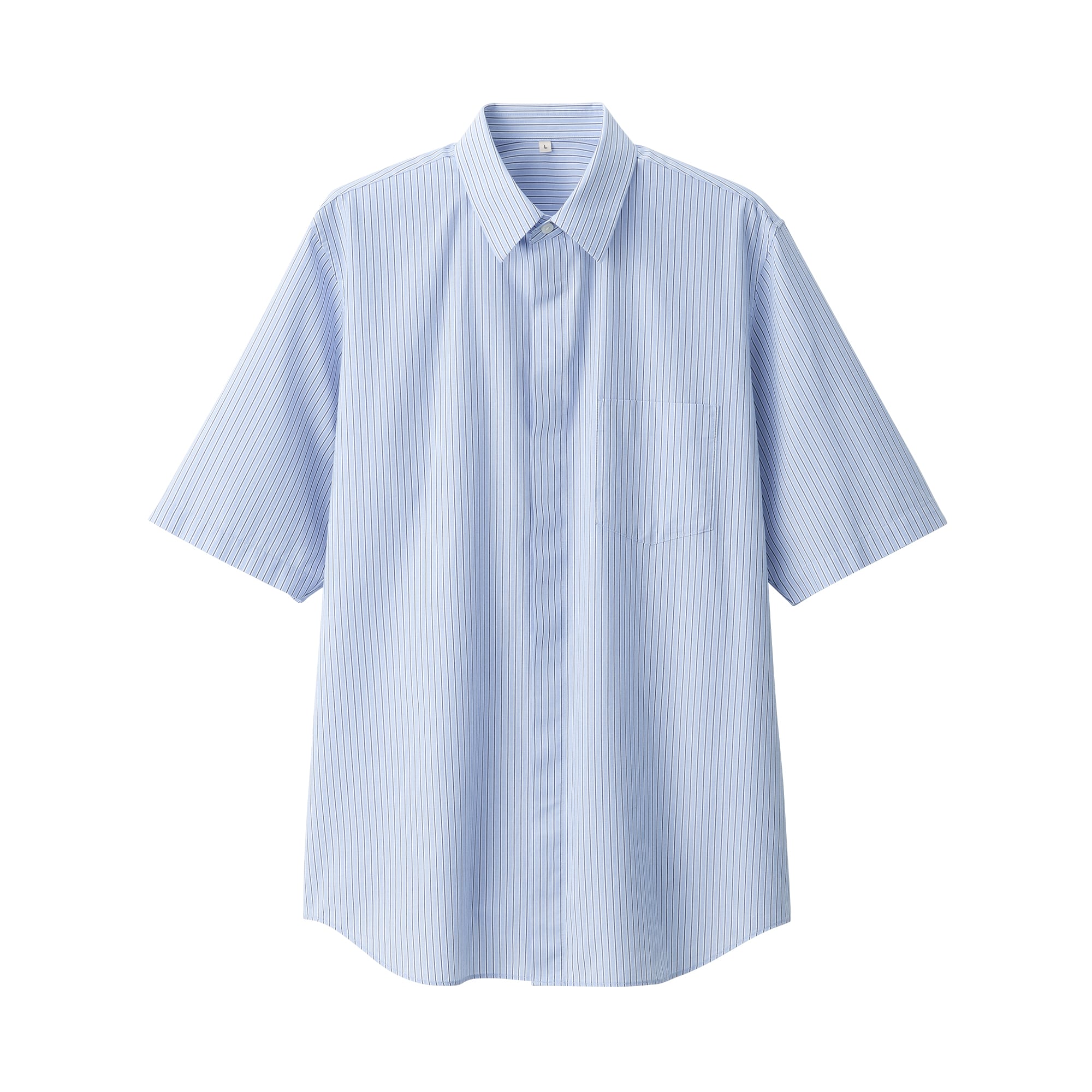 紳士　ポプリン比翼半袖シャツ