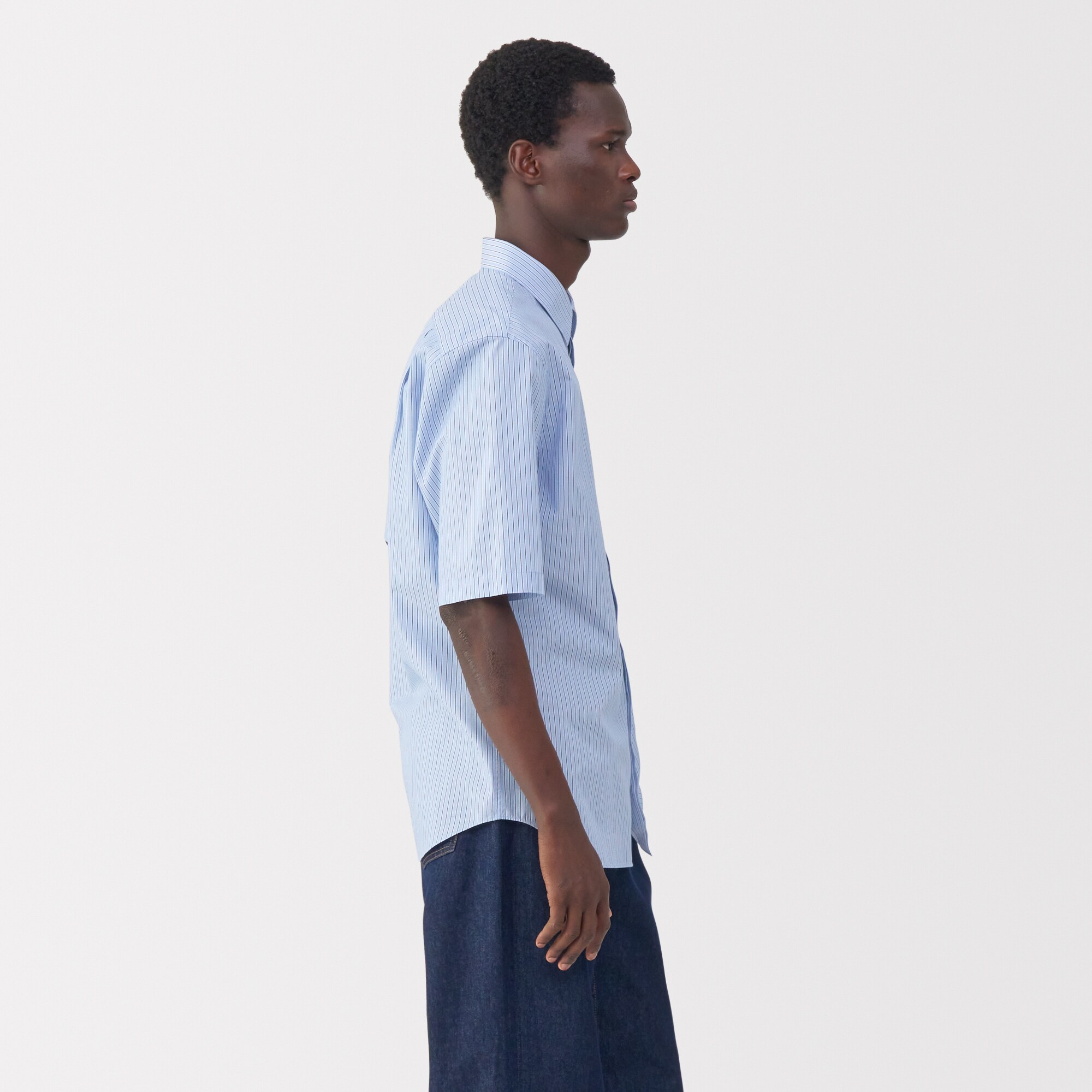 紳士　ポプリン比翼半袖シャツ