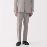 紳士　リネン混ウールストレートパンツ