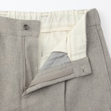 紳士　リネン混ウールストレートパンツ