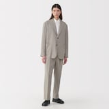 紳士　リネン混ウールストレートパンツ