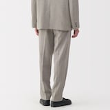 紳士　リネン混ウールストレートパンツ