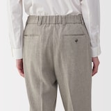 紳士　リネン混ウールストレートパンツ