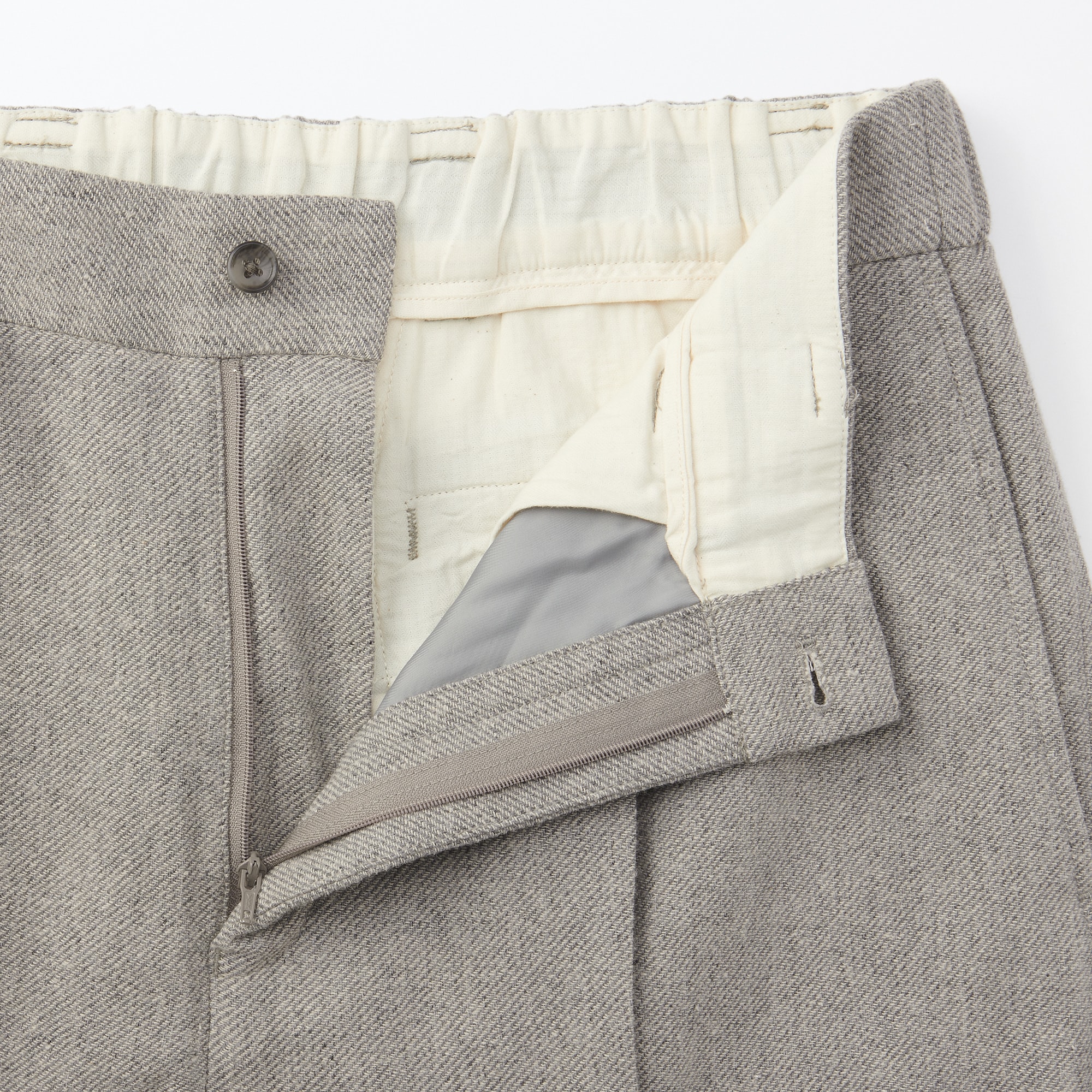 紳士　リネン混ウールストレートパンツ