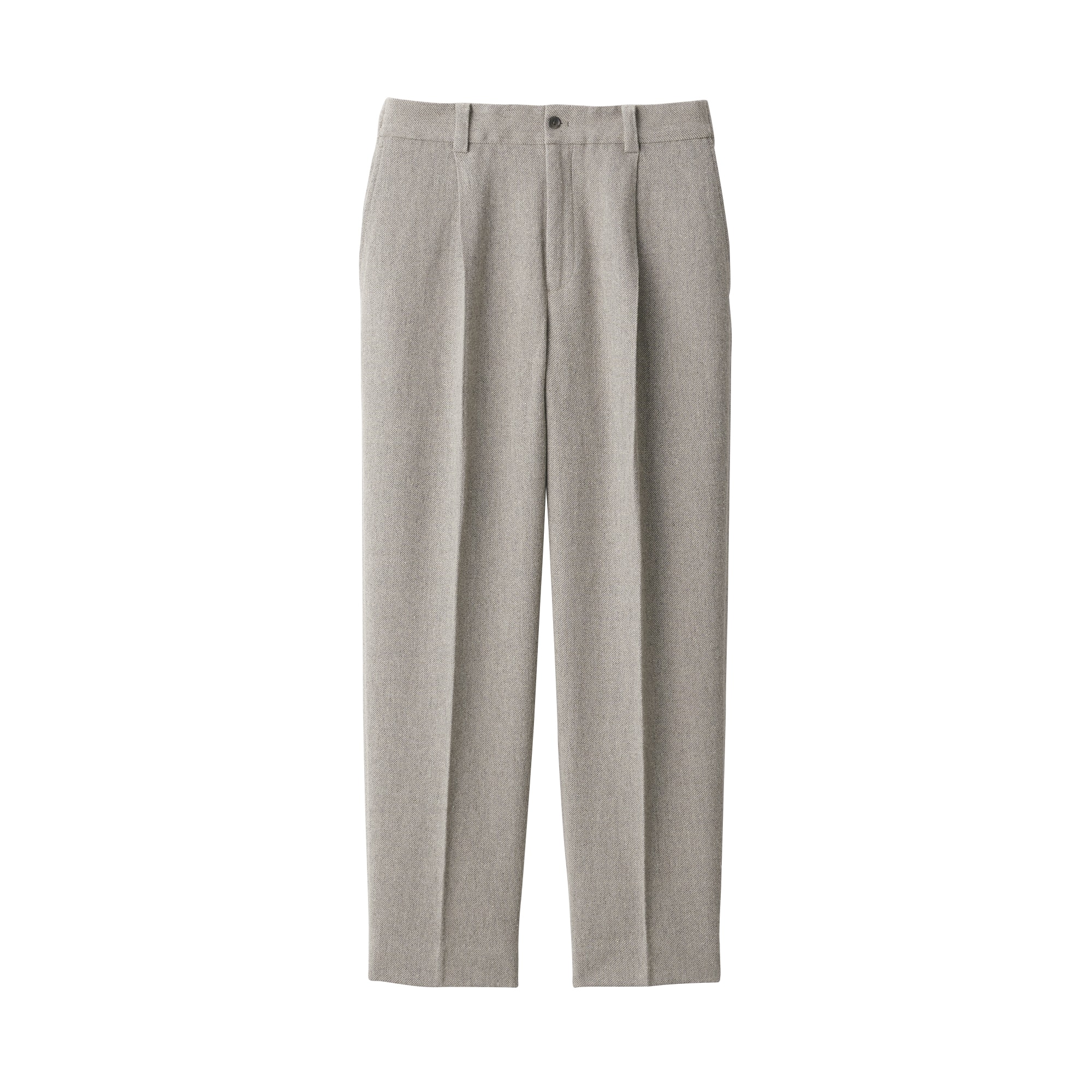 紳士　リネン混ウールストレートパンツ