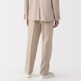 紳士　リネン混ウールストレートパンツ